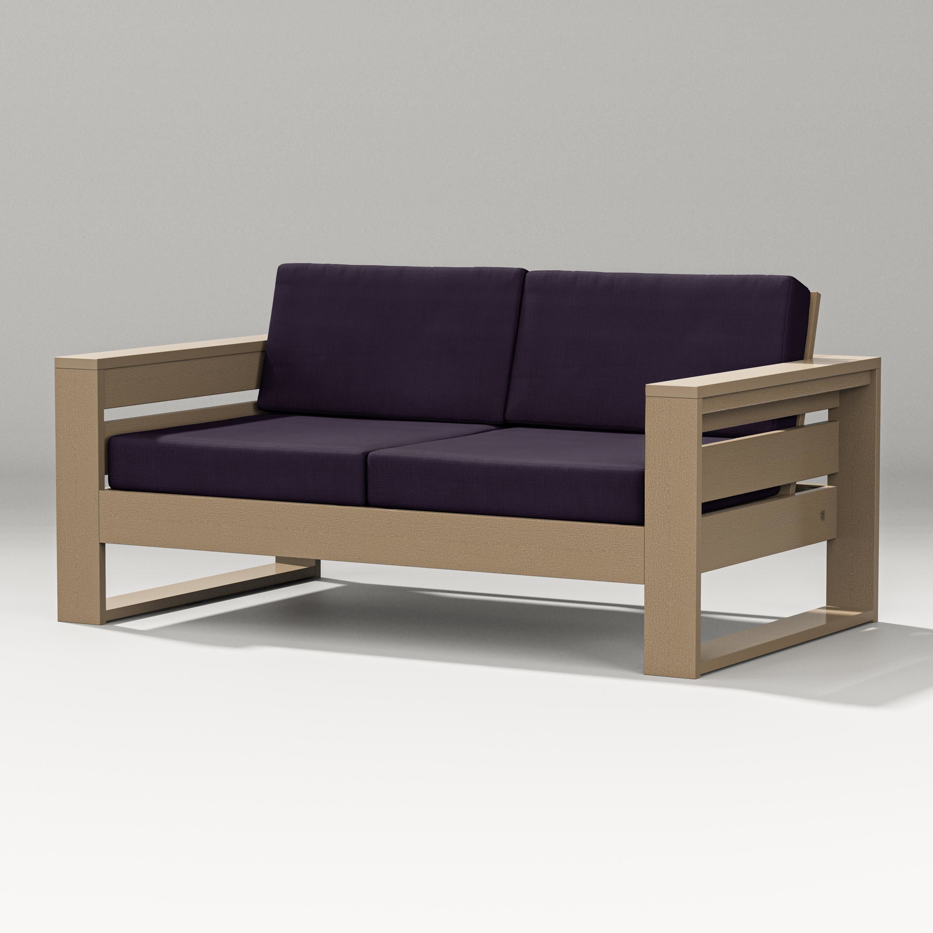 Latitude Loveseat in Vintage Sahara / Navy Linen