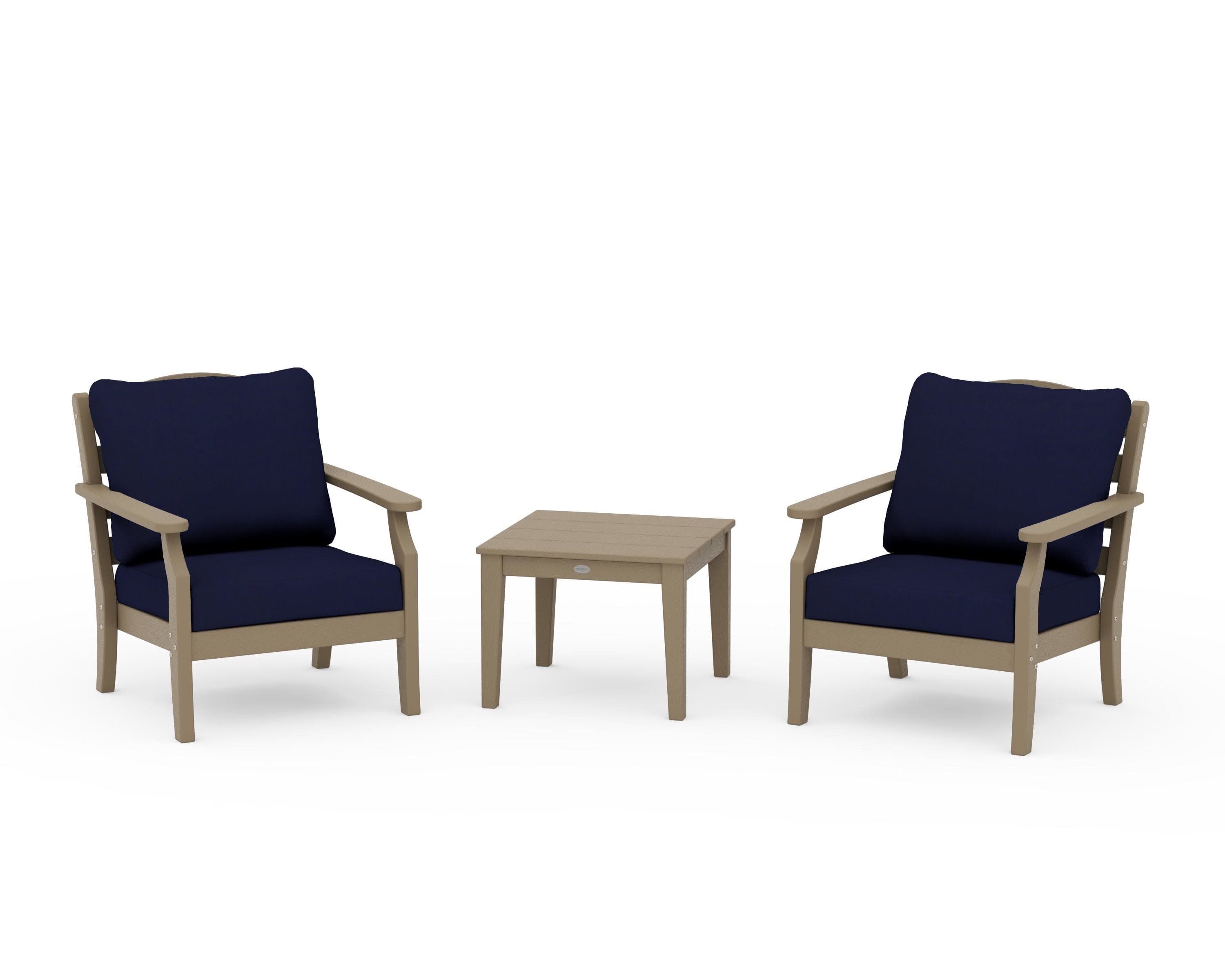 Savannah 3-Piece Deep Seating Set in Vintage Sahara / Navy