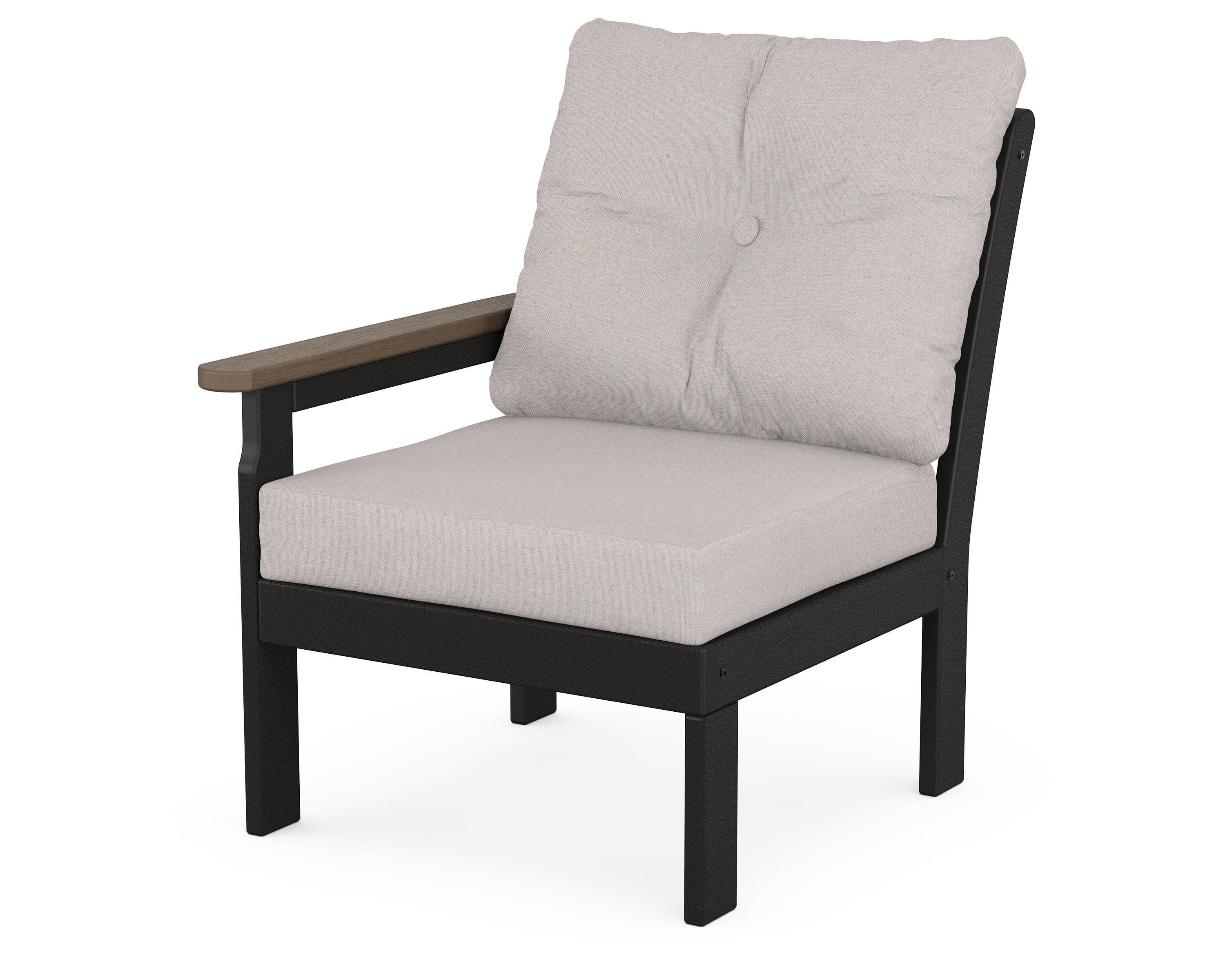 Vineyard Modular Left Arm Chair in Black / Kona / Dune Burlap
