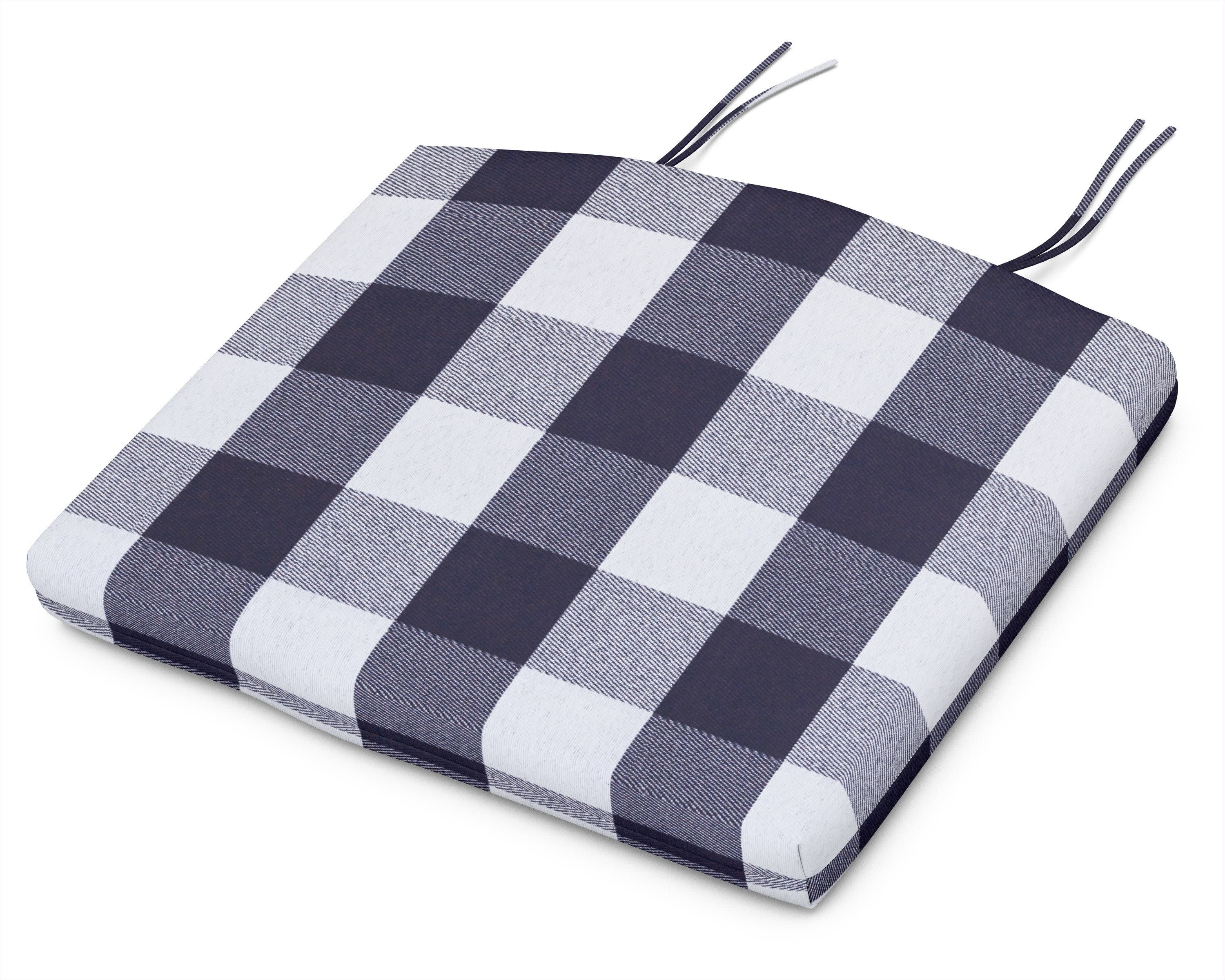 Standard Seat Cushion 18.5"D x 24"W x 2.5"H in Buffalo Plaid Navy
