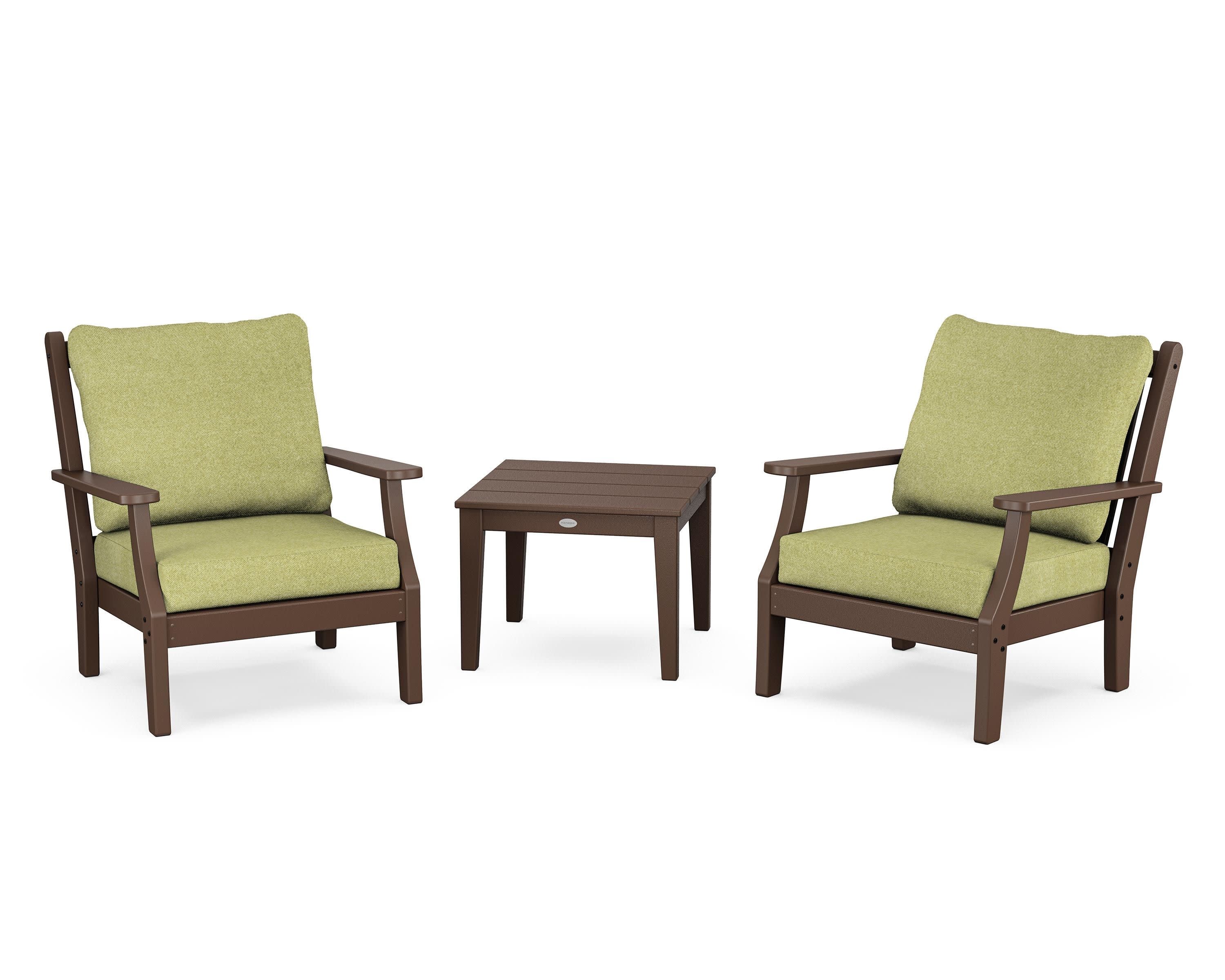 Wovendale 3-Piece Deep Seating Set in Mahogany / Chartreuse Boucle