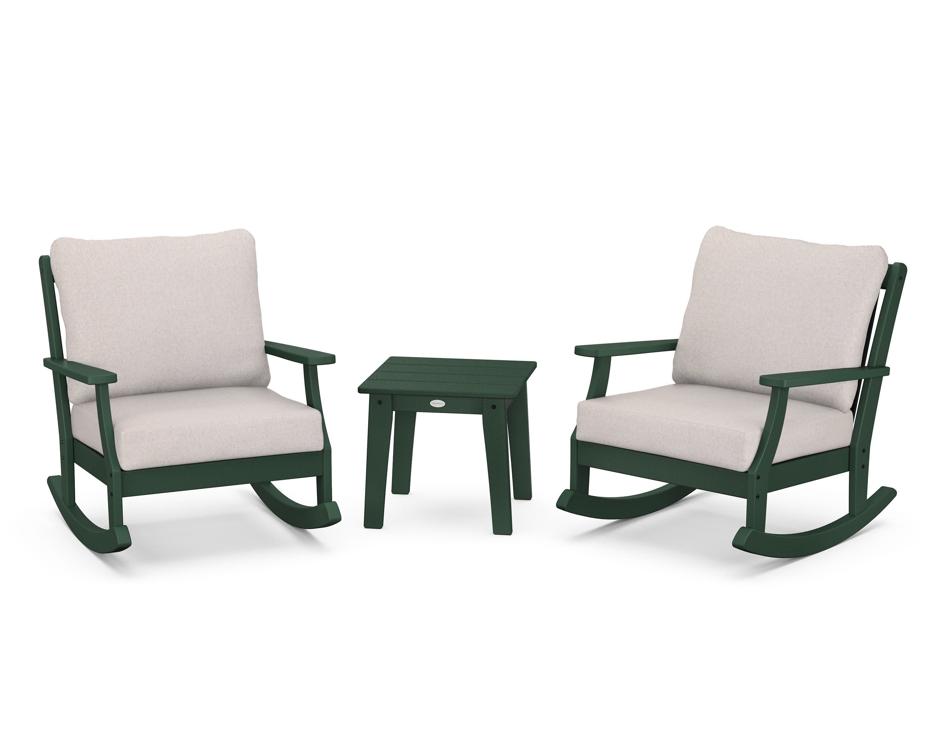Braxton 3-Piece Deep Seating Rocker Set in Green / Dune Burlap