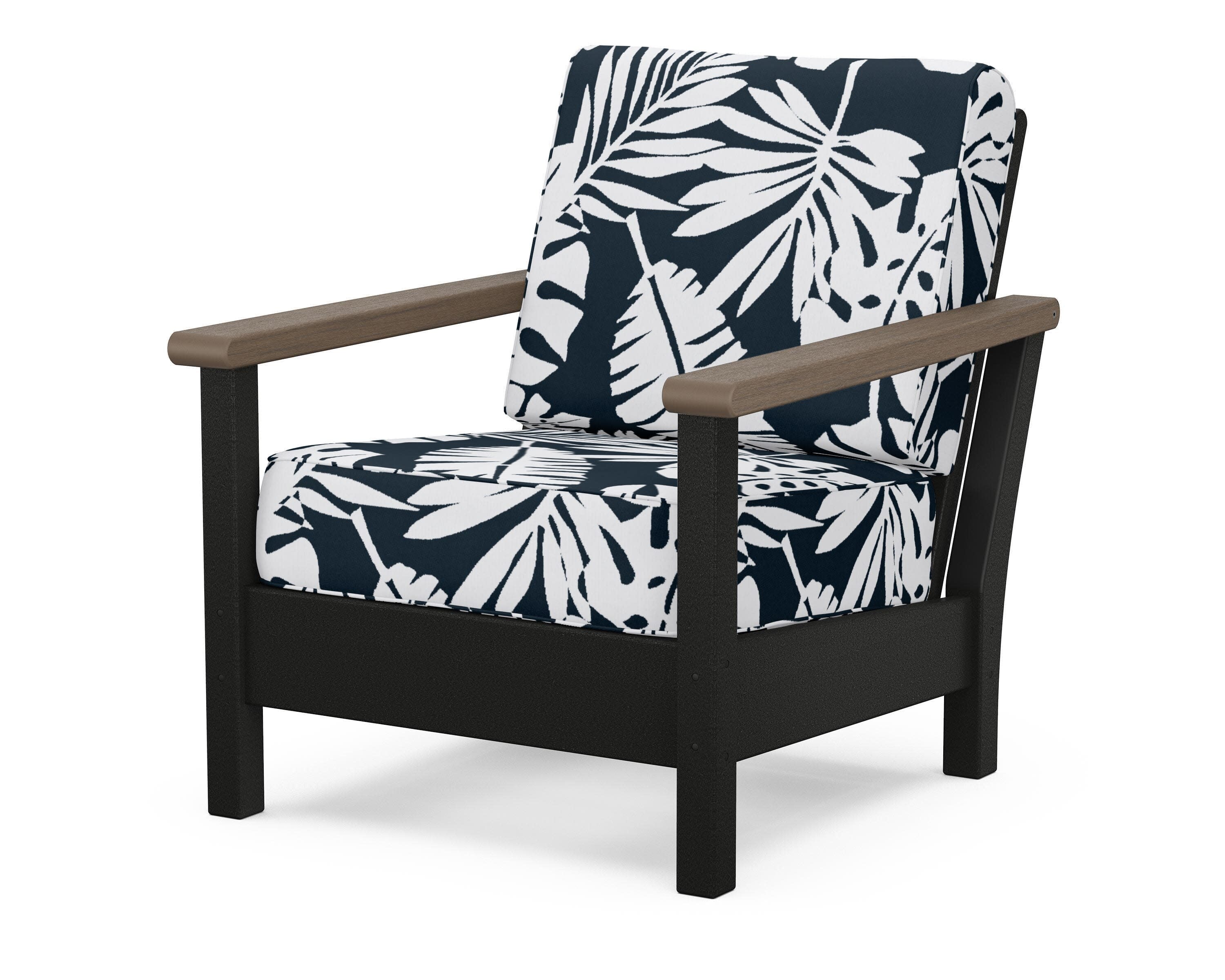 Harbour Deep Seating Chair in Black / Kona / Leaf Marine Indigo