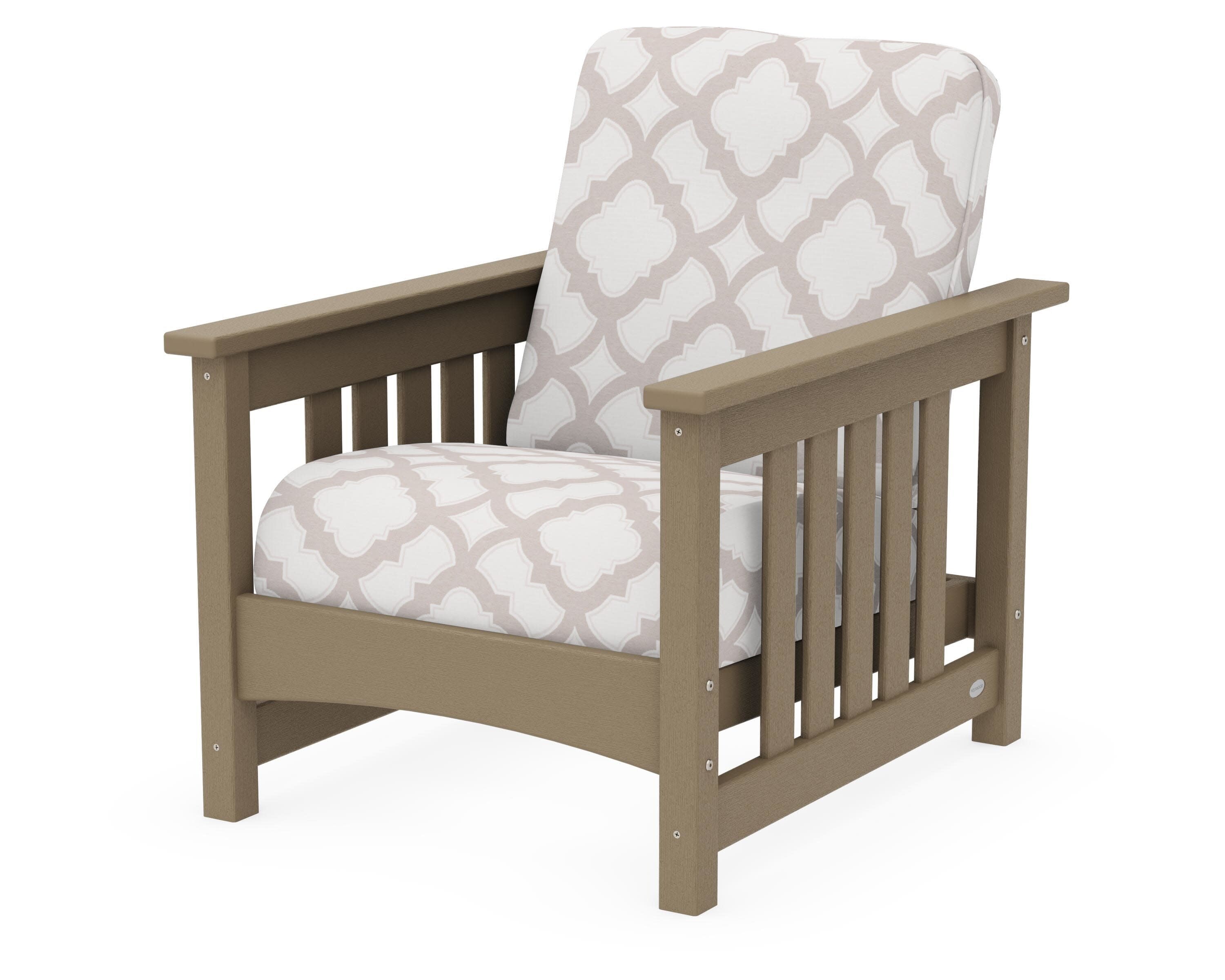 Club Mission Chair in Vintage Sahara / Trellis Dune Burlap