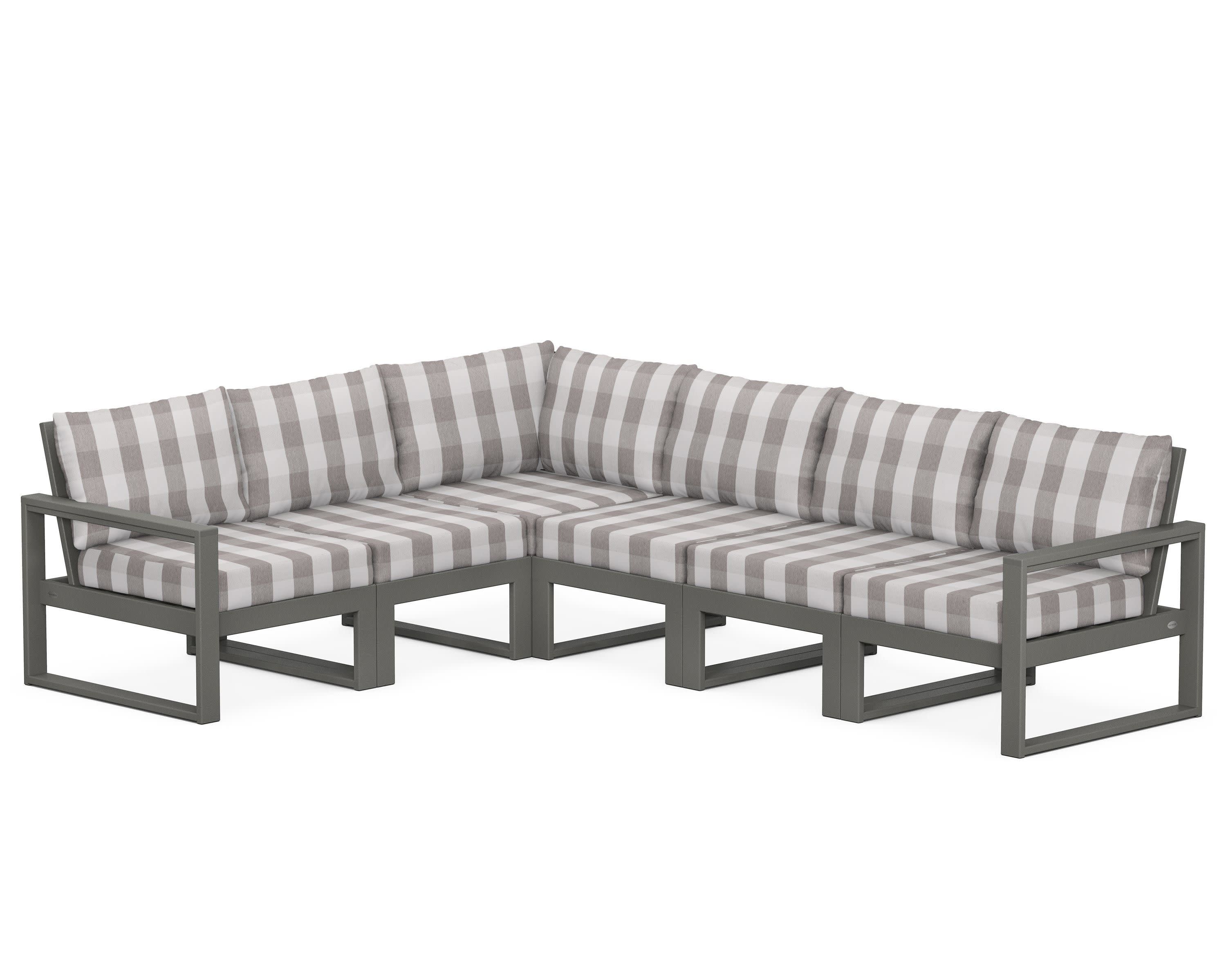 EDGE 6-Piece Modular Deep Seating Set in Slate Grey / Buffalo Plaid Grey Mist