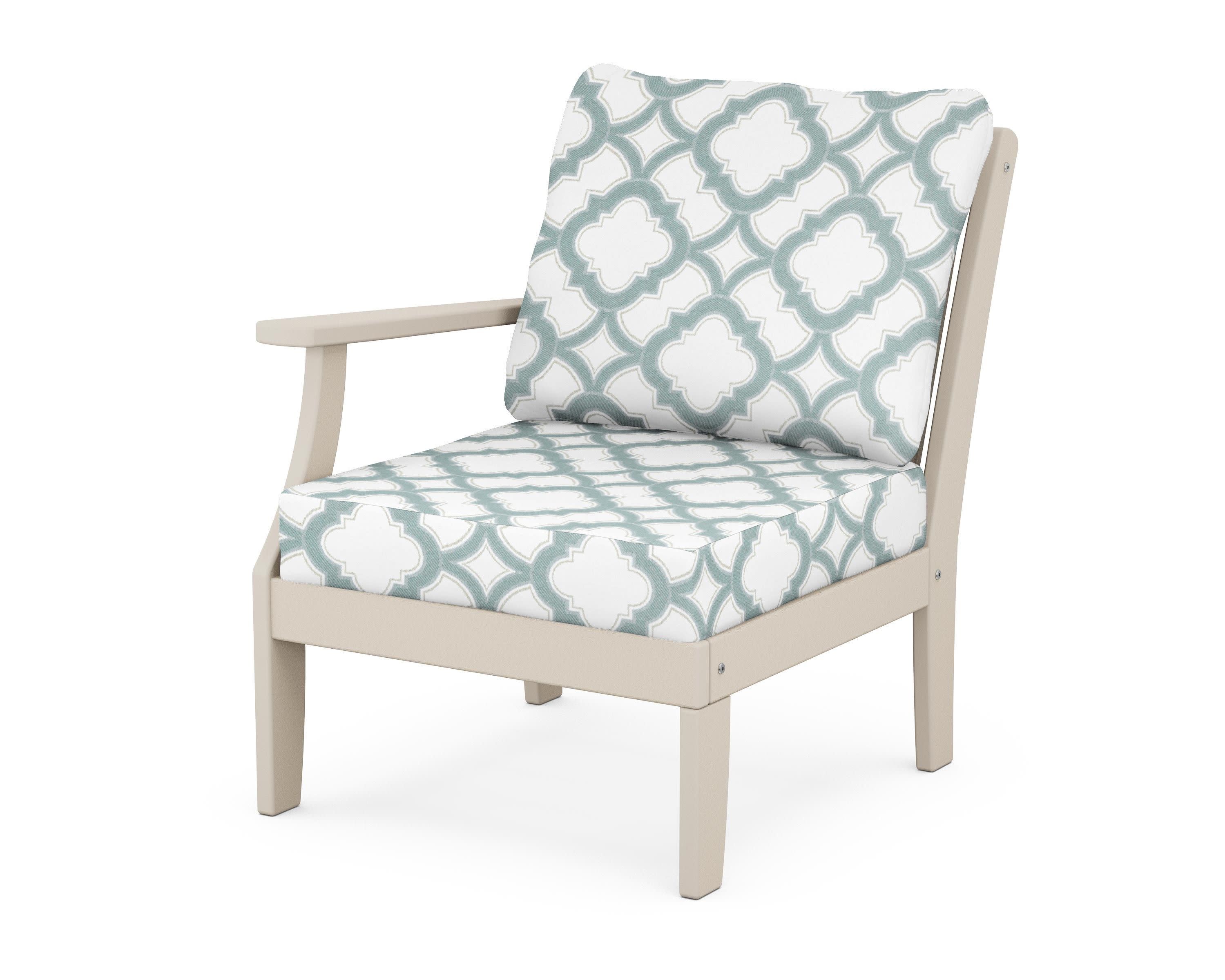 Braxton Modular Left Arm Chair in Sand / Trellis Glacier Spa