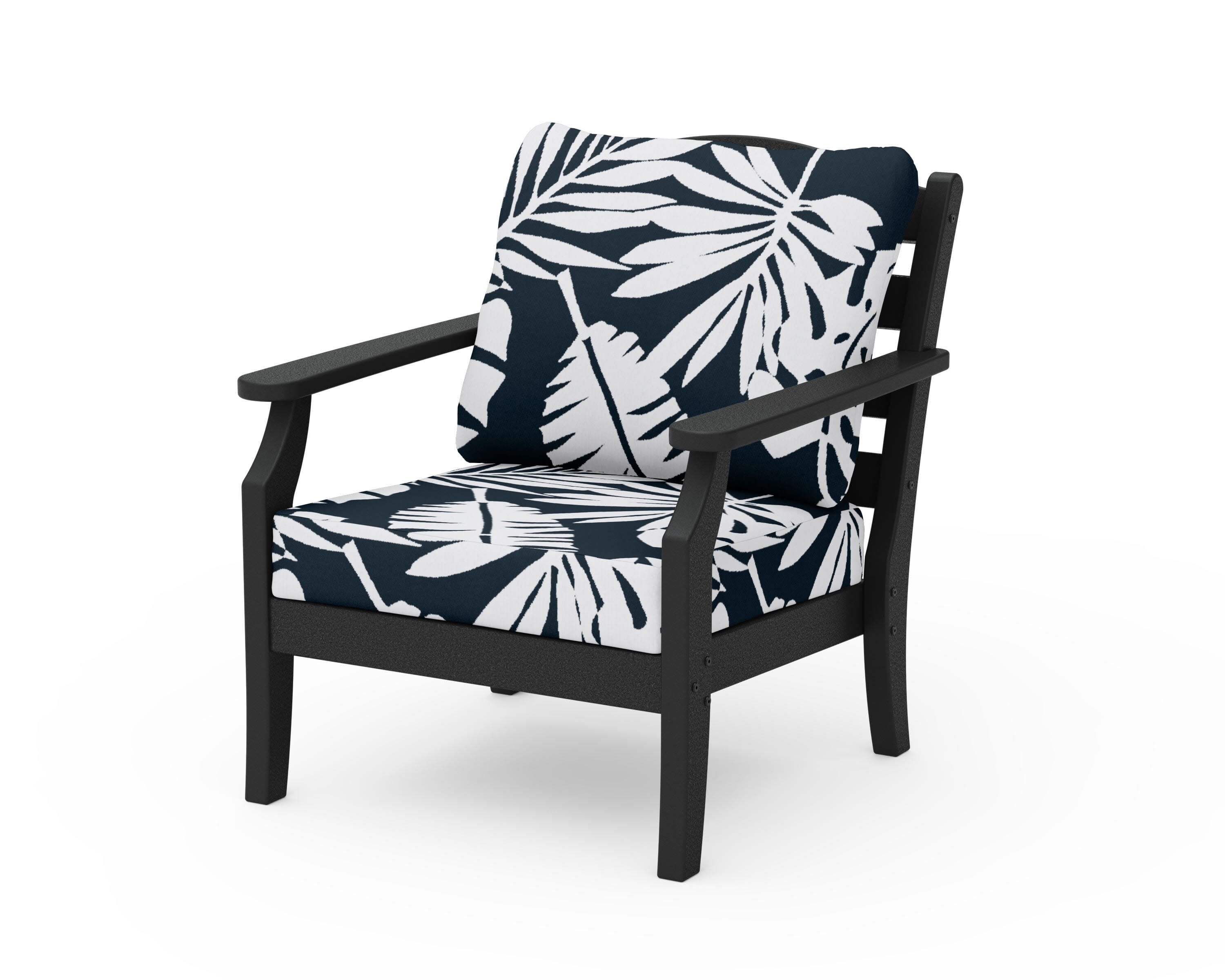 Savannah Deep Seating Chair in Black / Leaf Marine Indigo
