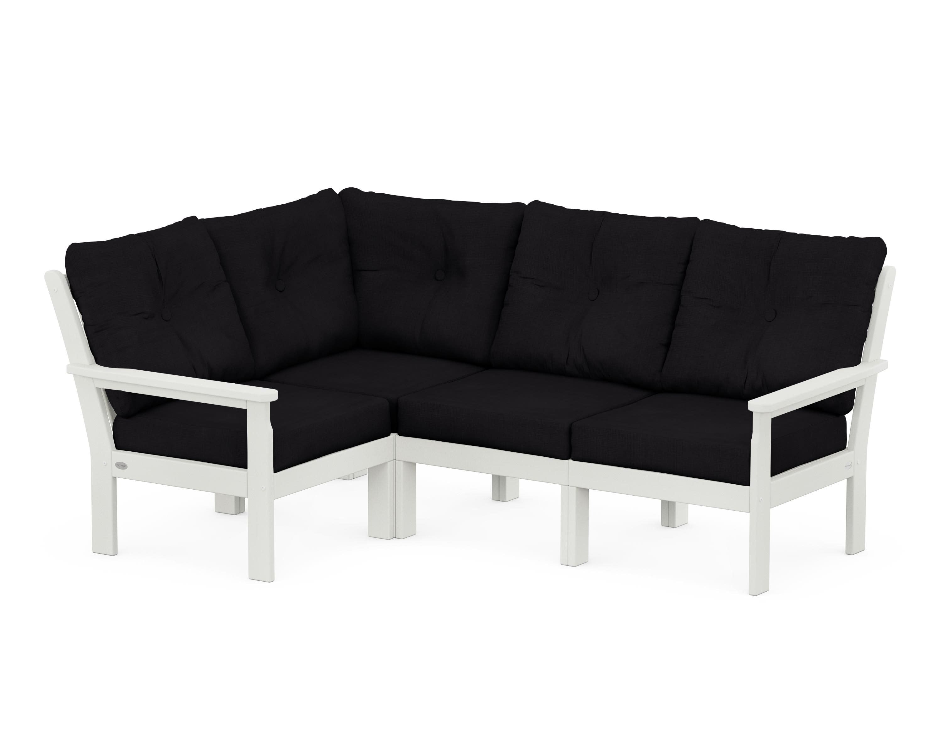 Vineyard 4-Piece Sectional in Vintage White / Midnight Linen