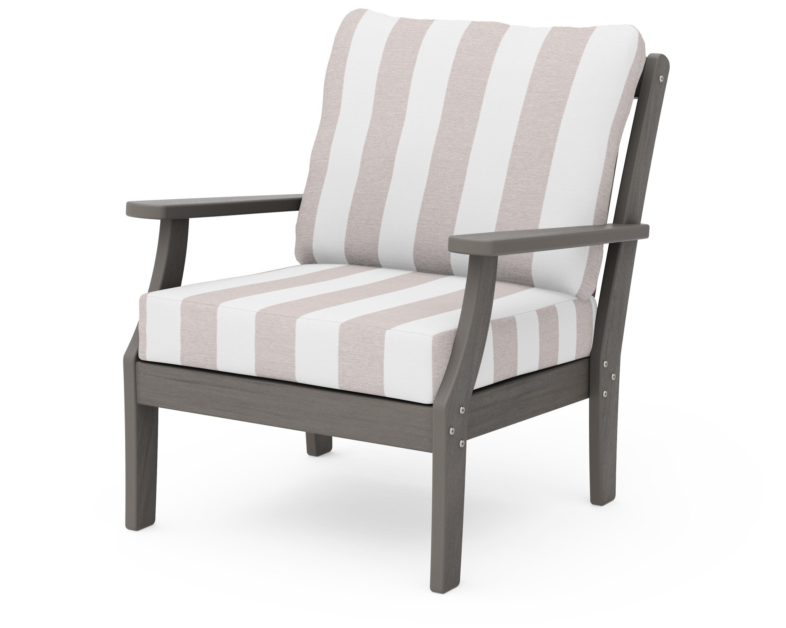 Braxton Deep Seating Chair in Driftwood / Cabana Stripe Dune Burlap