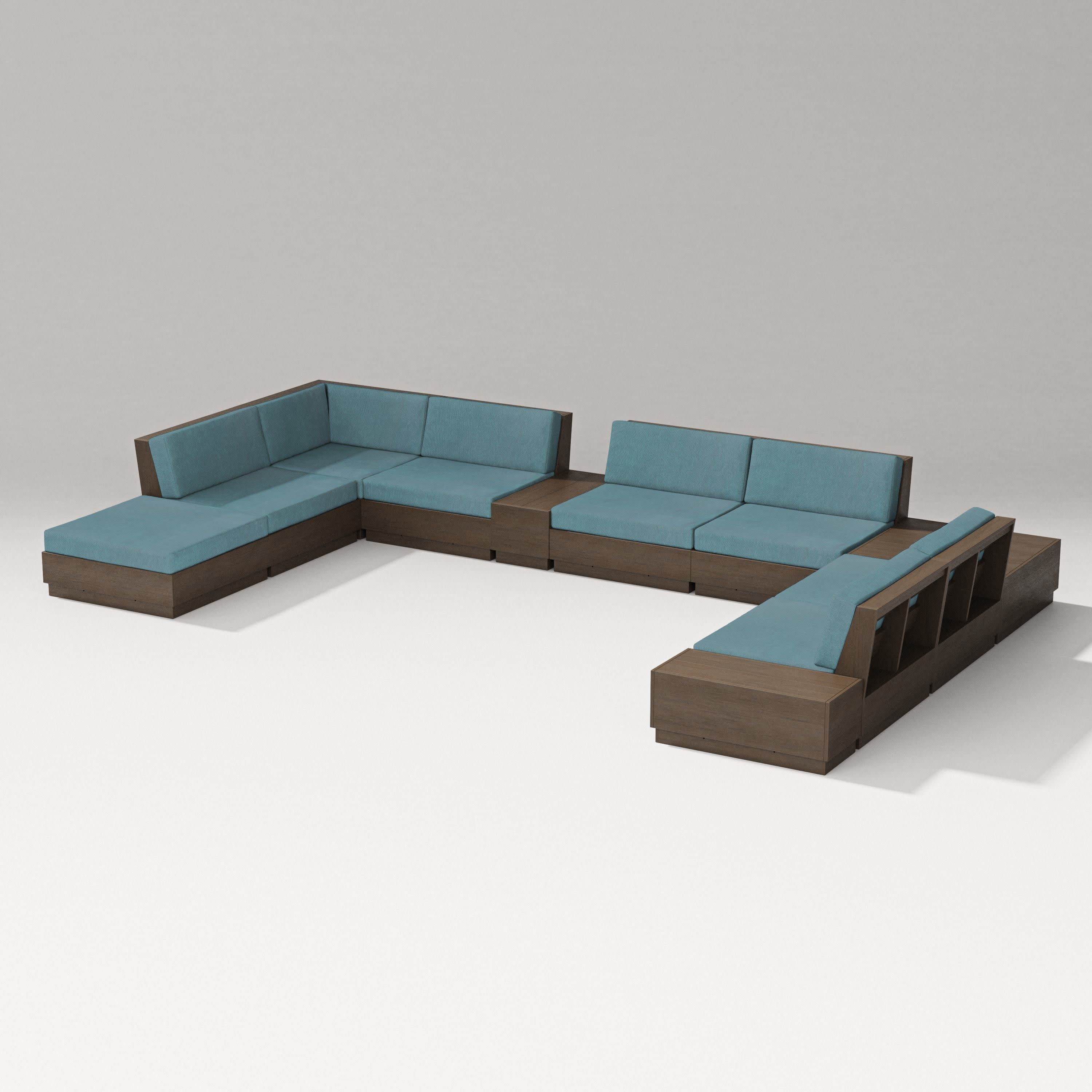 Elevate 11-Piece Conversation Sectional Set in Kona / Ocean Teal
