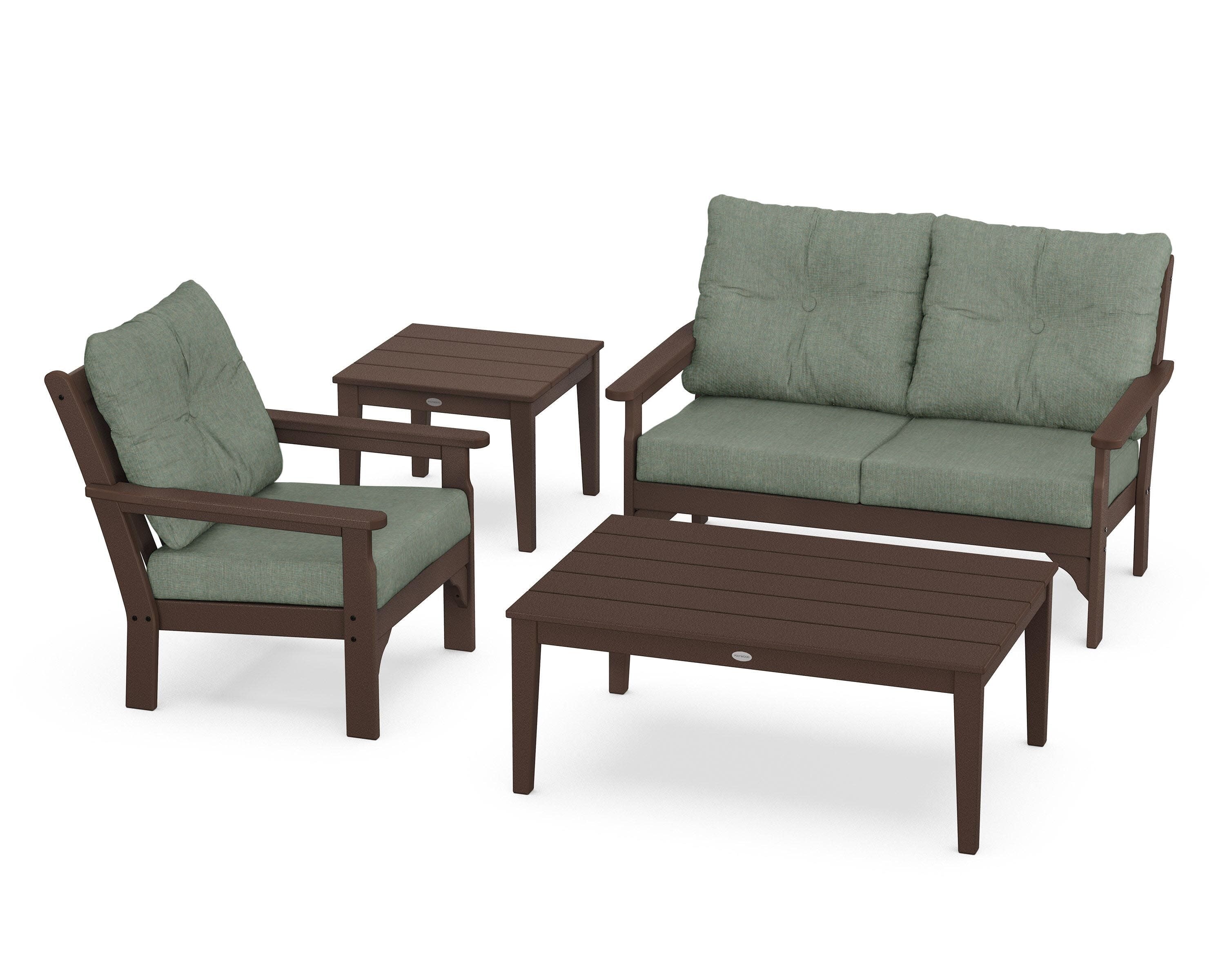 Vineyard 4-Piece Deep Seating Set in Mahogany / Cast Sage