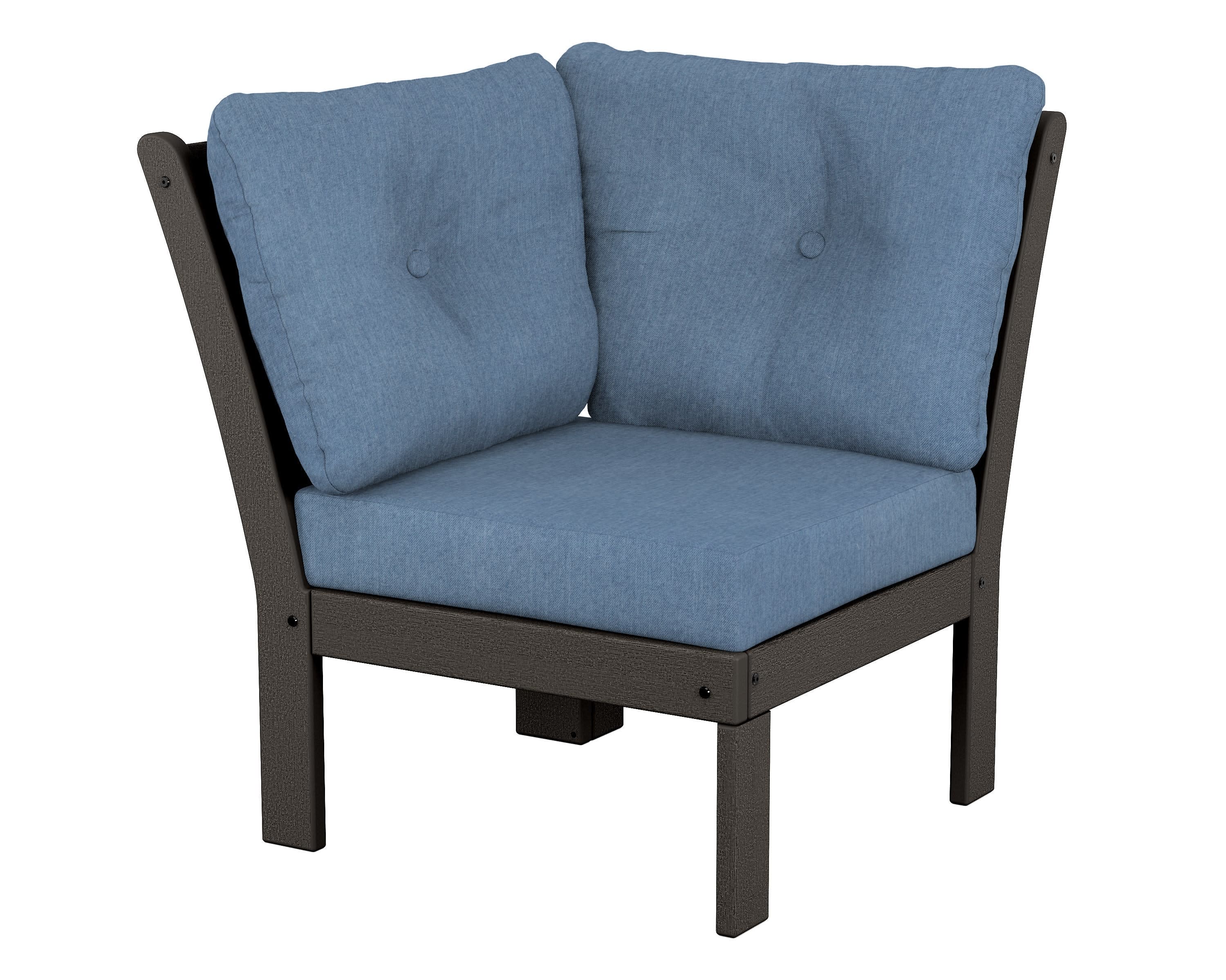 Vineyard Modular Corner Chair in Vintage Coffee / Sky Blue