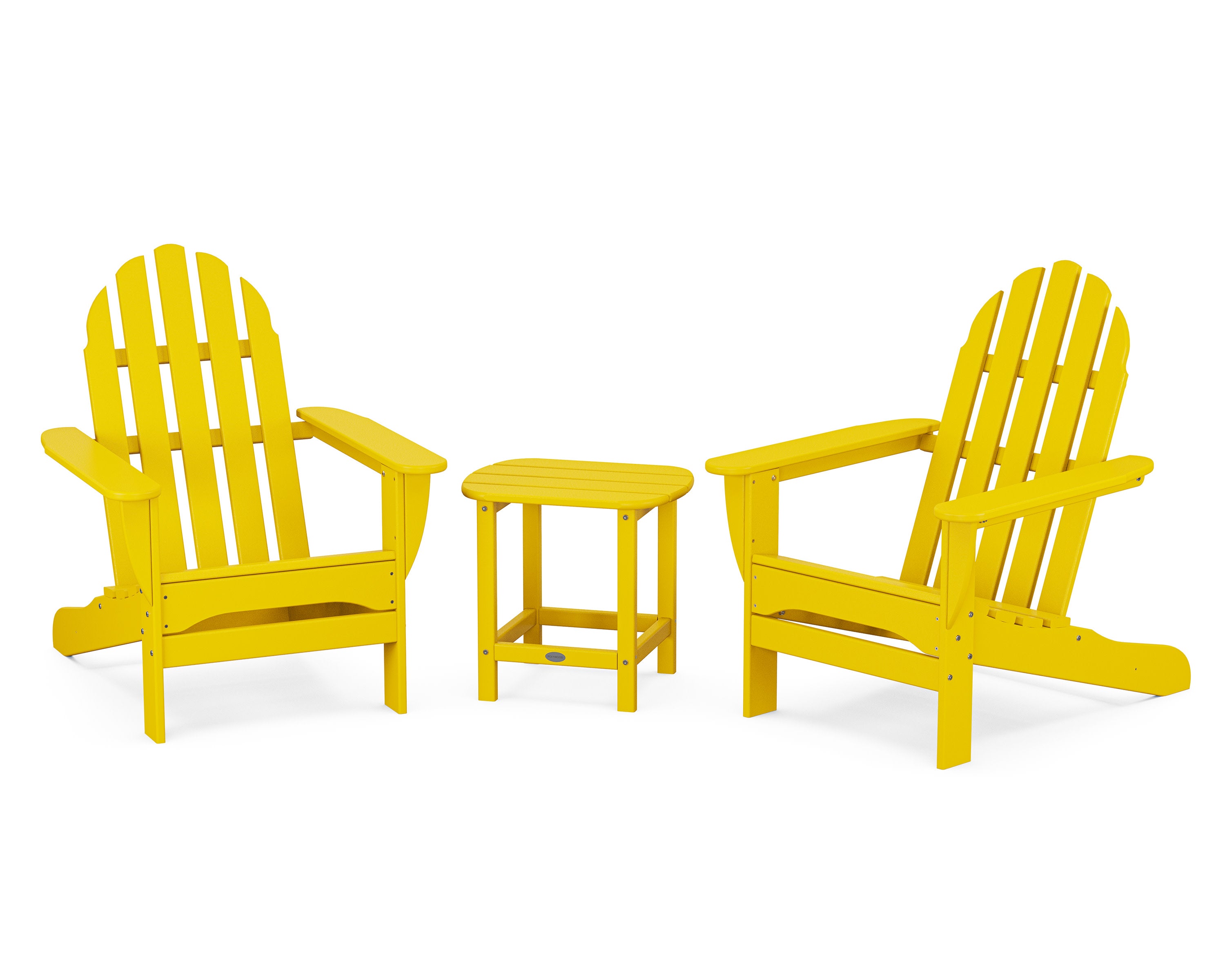 Classic Adirondack 3-Piece Set with South Beach 18" Side Table in Lemon