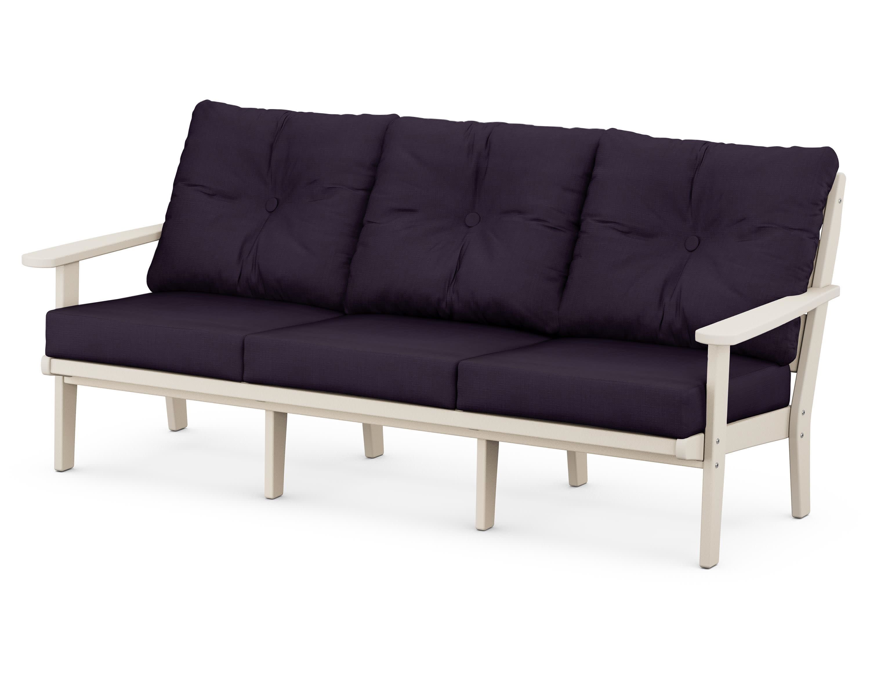 Lakeside Deep Seating Sofa in Sand / Navy Linen