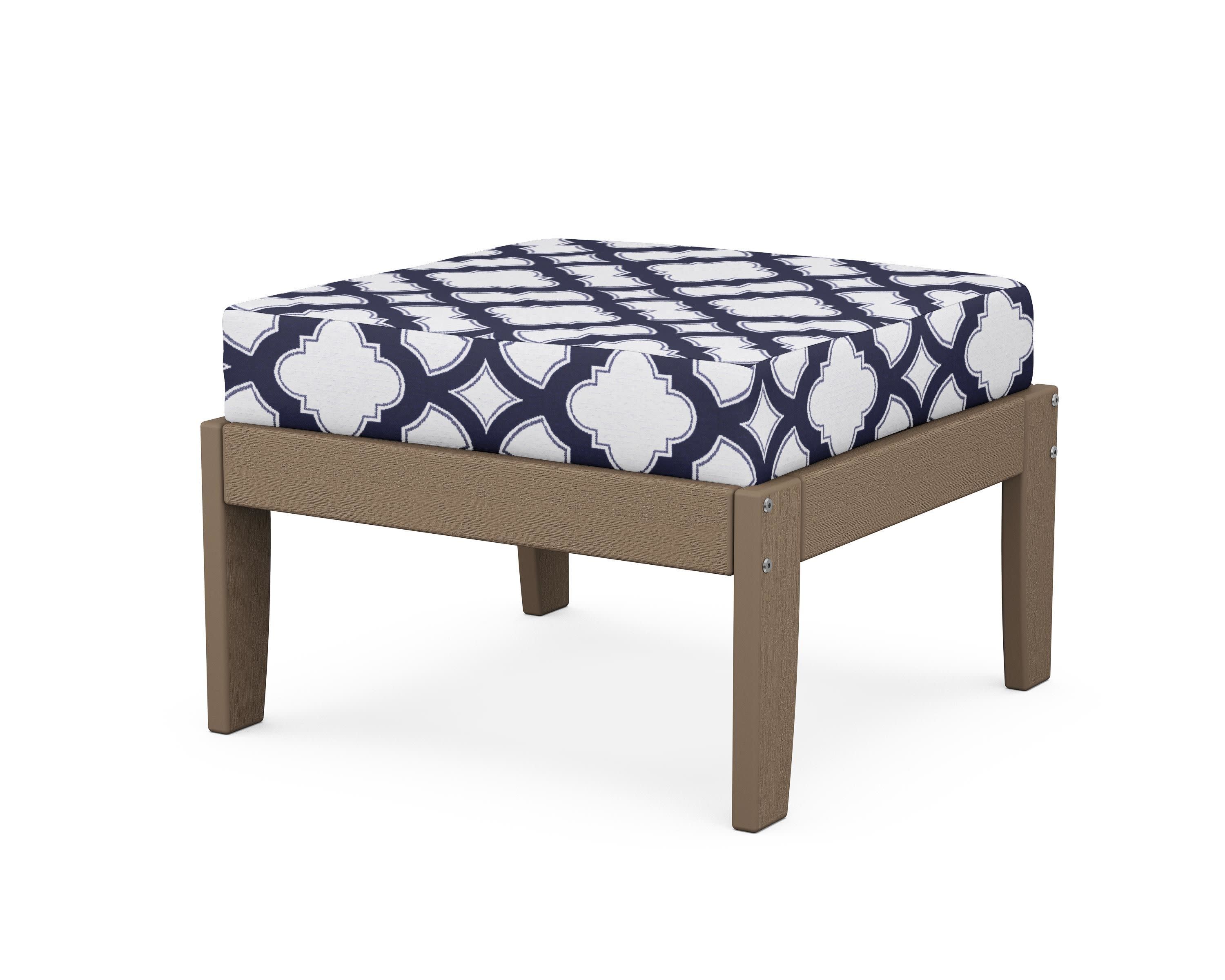 Modular Ottoman - Classic in Vintage Sahara / Trellis Navy