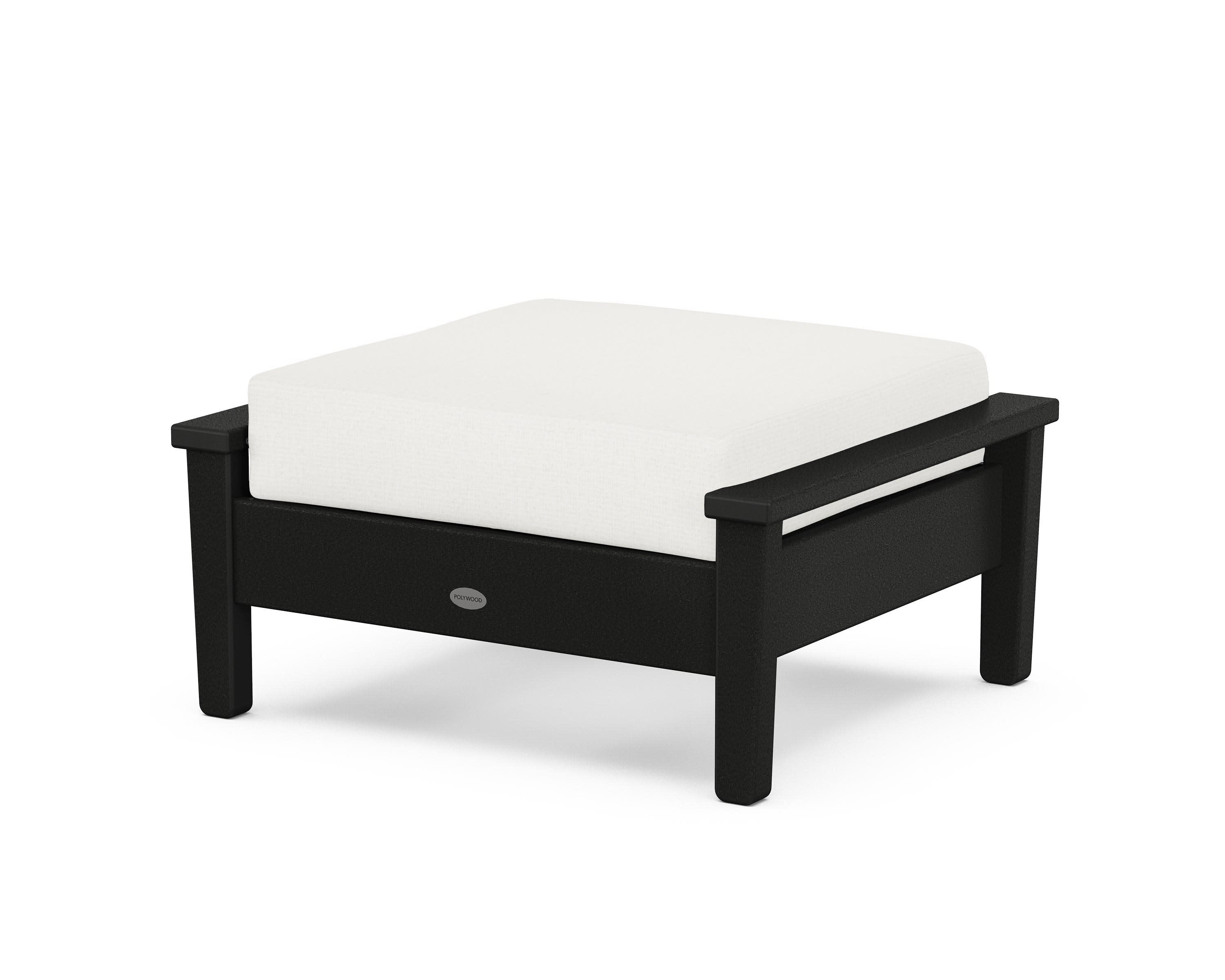 Prescott Deep Seating Ottoman in Black / Natural Linen