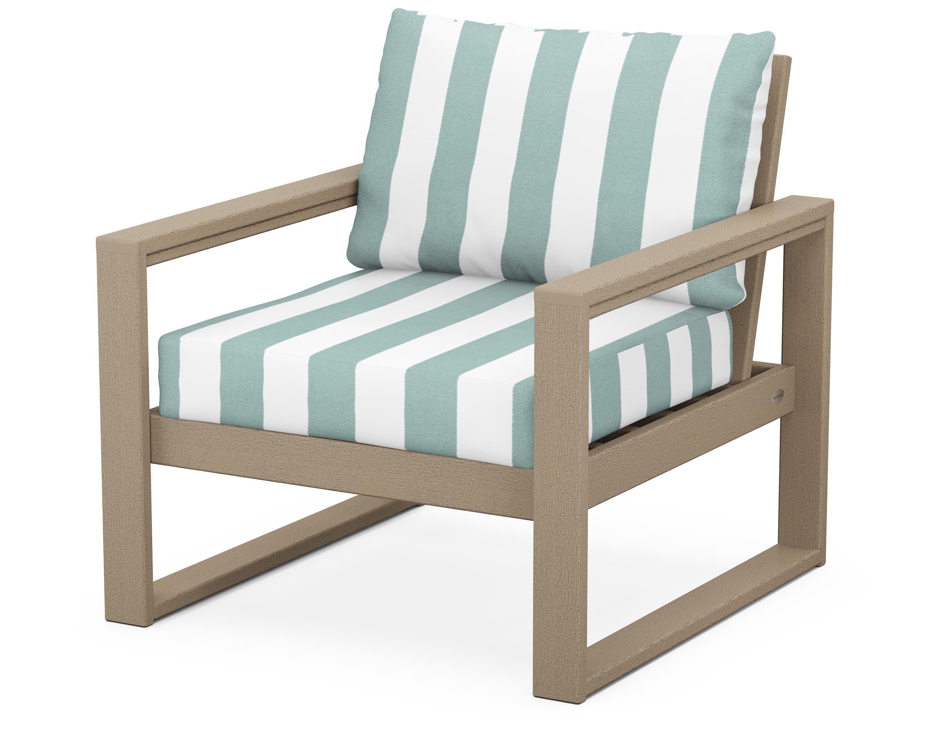 EDGE Club Chair in Vintage Sahara / Cabana Stripe Glacier Spa