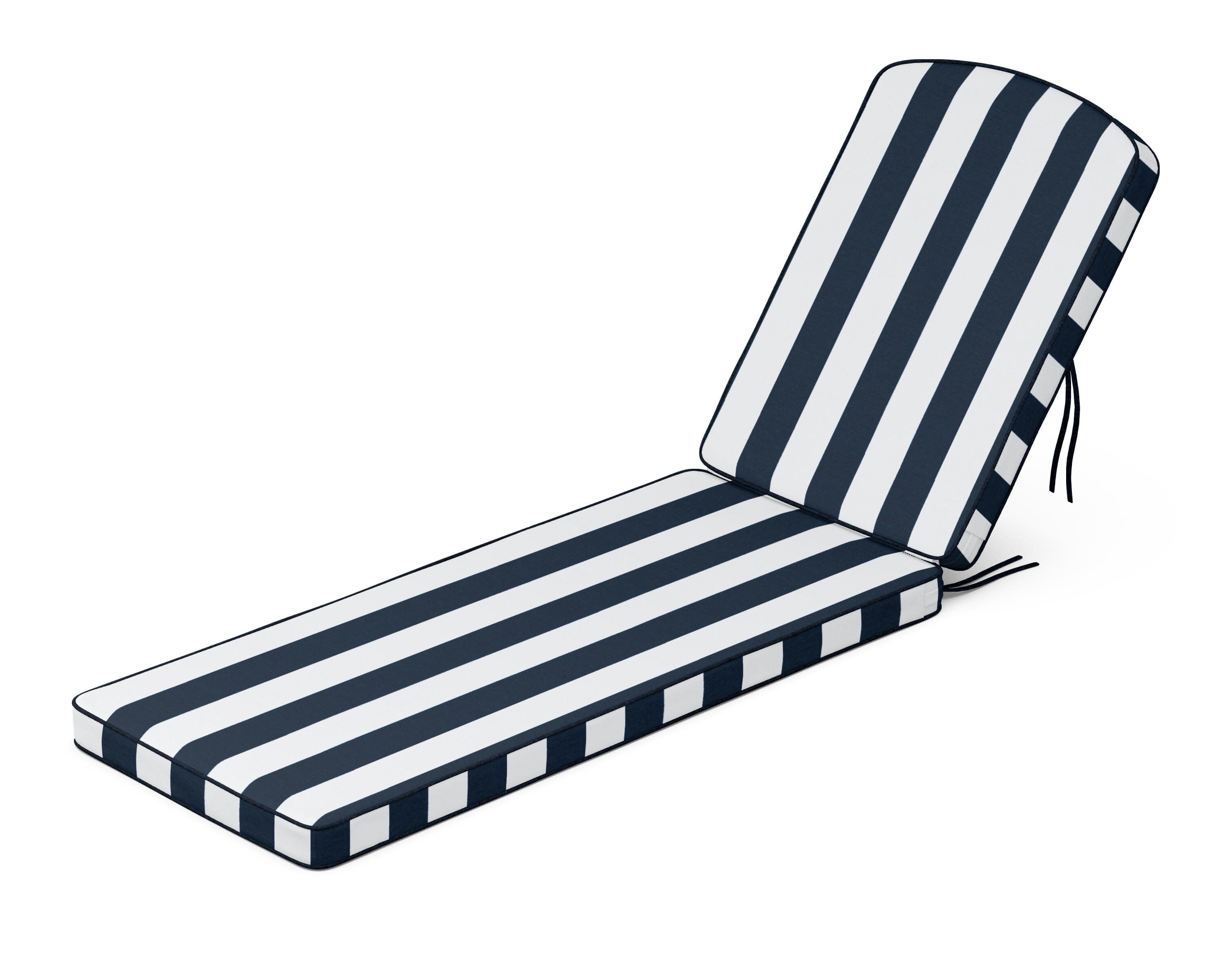 Chinoiserie Chaise Cushion in Cabana Stripe Marine Indigo