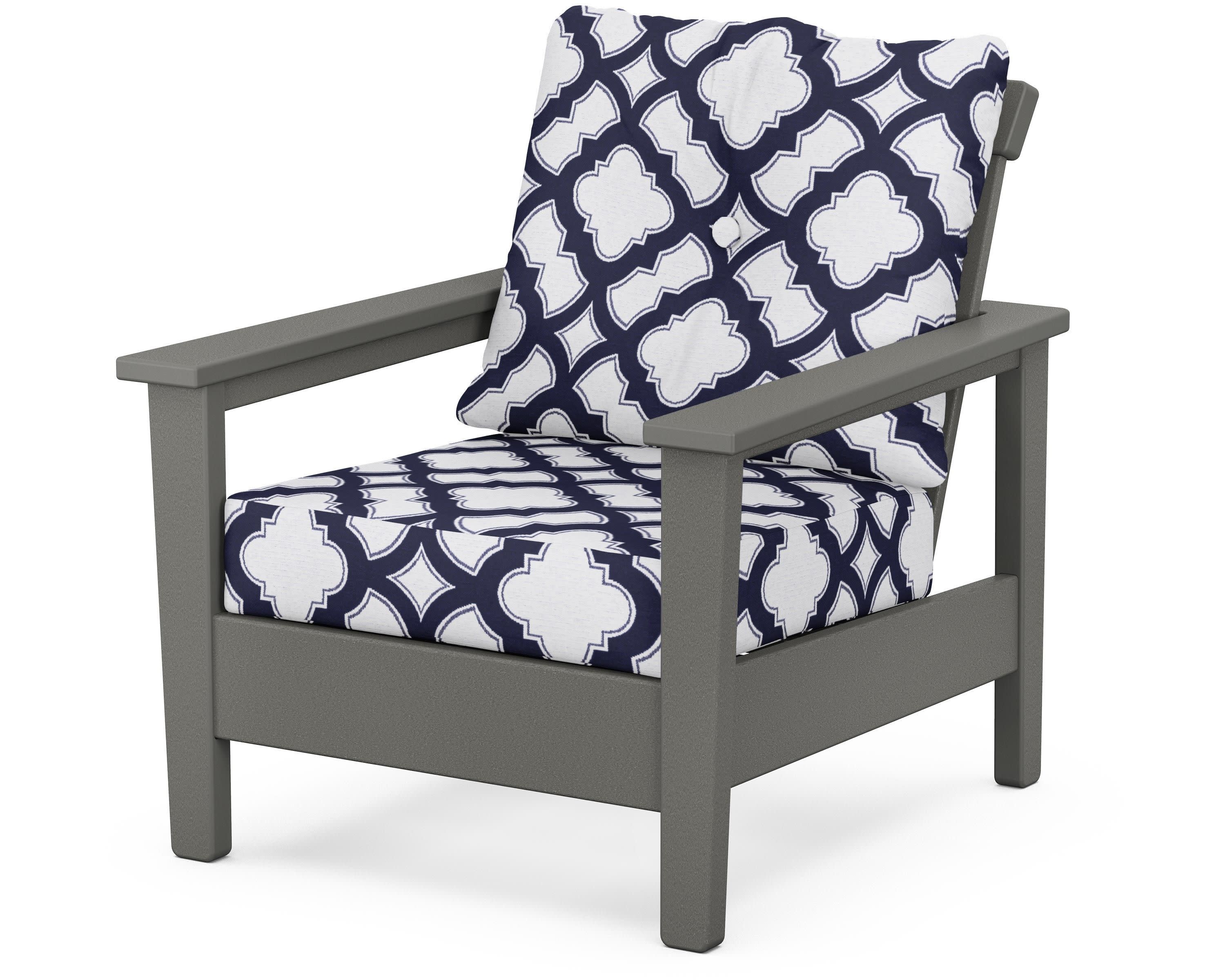 Prescott Deep Seating Chair in Slate Grey / Trellis Navy