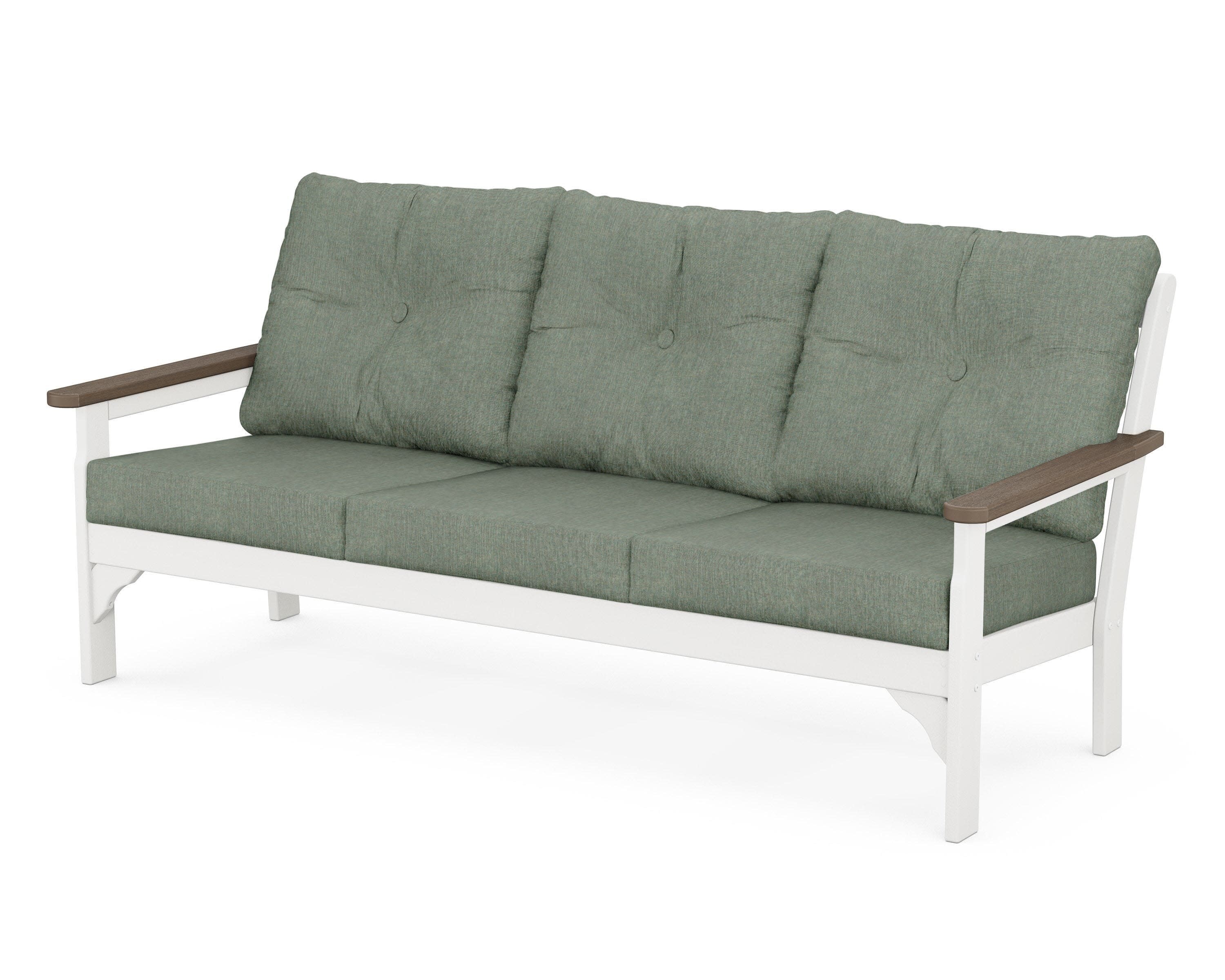 Vineyard Deep Seating Sofa in White / Kona / Cast Sage
