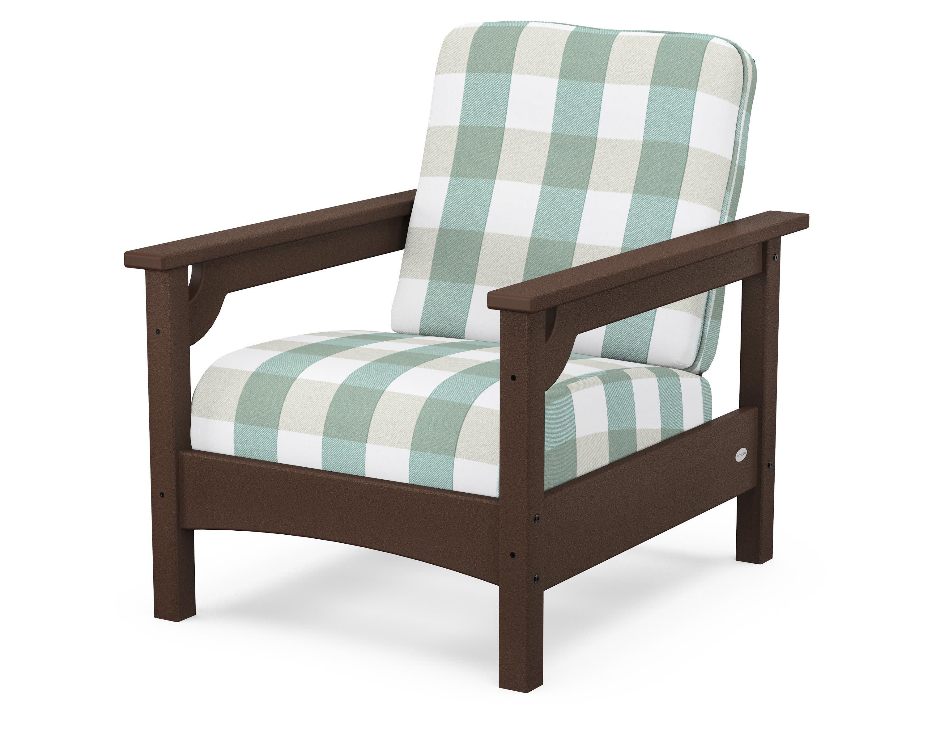 Club Chair in Mahogany / Buffalo Plaid Glacier Spa