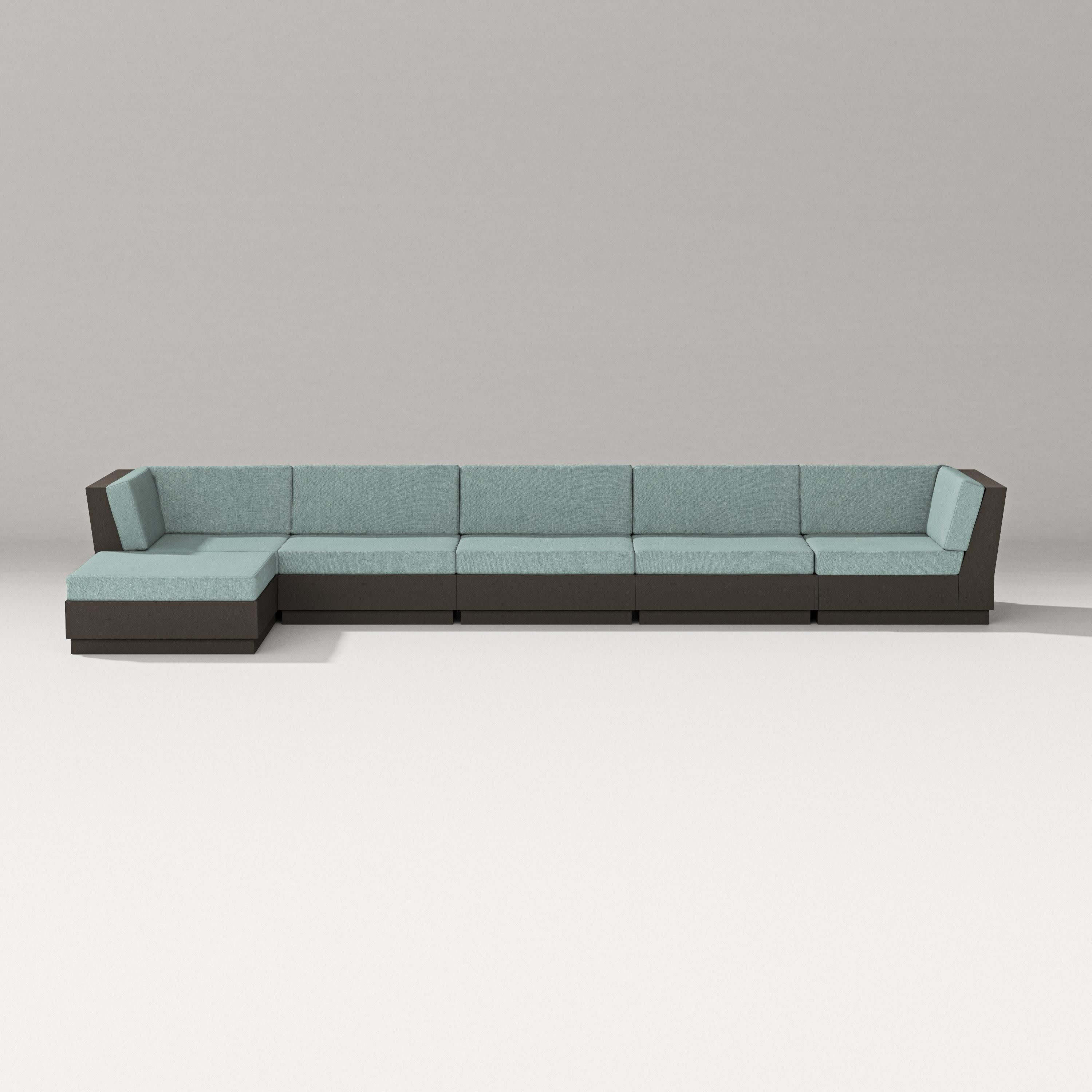 Elevate 6-Piece Chaise Sectional in Vintage Coffee / Glacier Spa