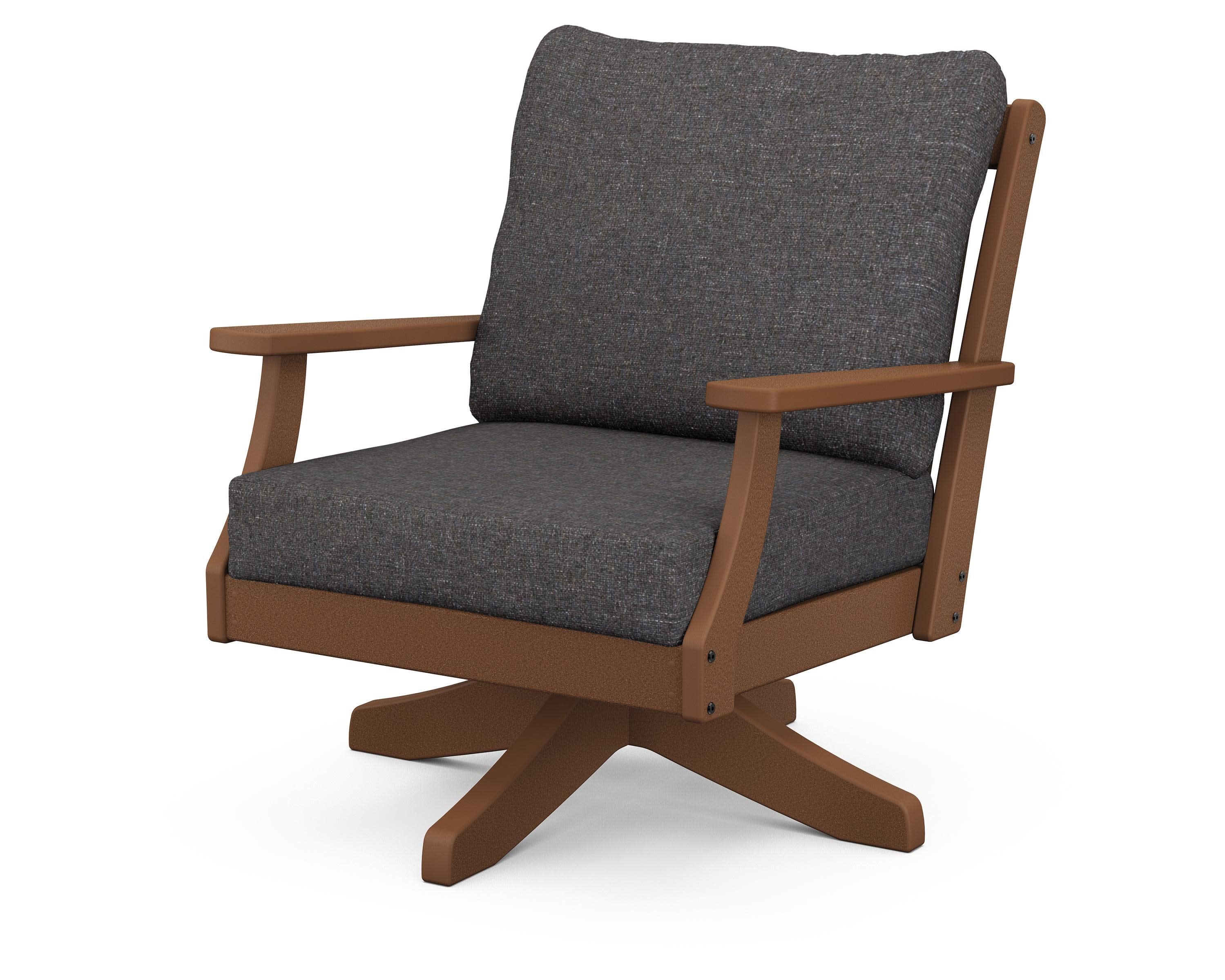 Braxton Deep Seating Swivel Chair in Teak / Ash Charcoal