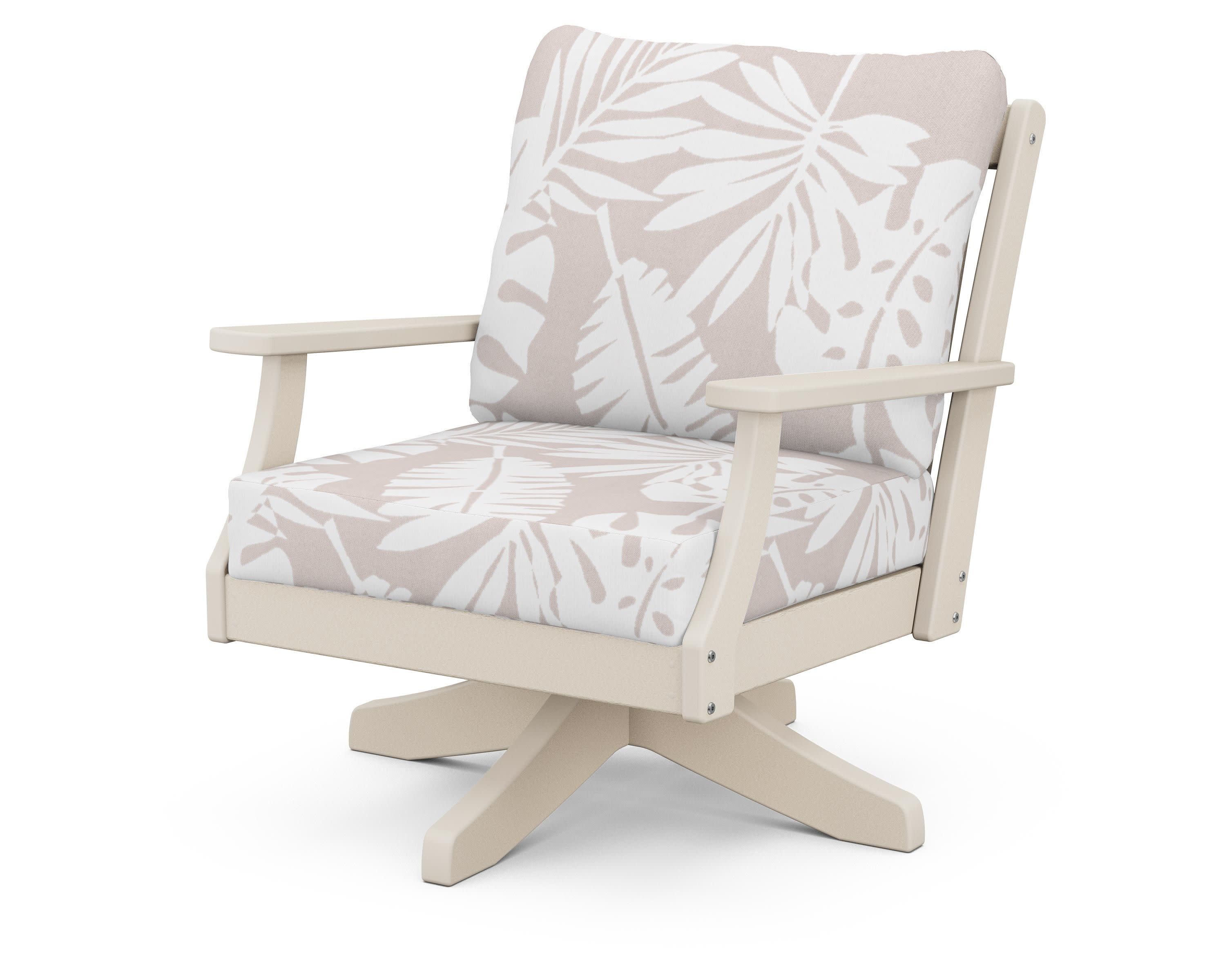 Braxton Deep Seating Swivel Chair in Sand / Leaf Dune Burlap