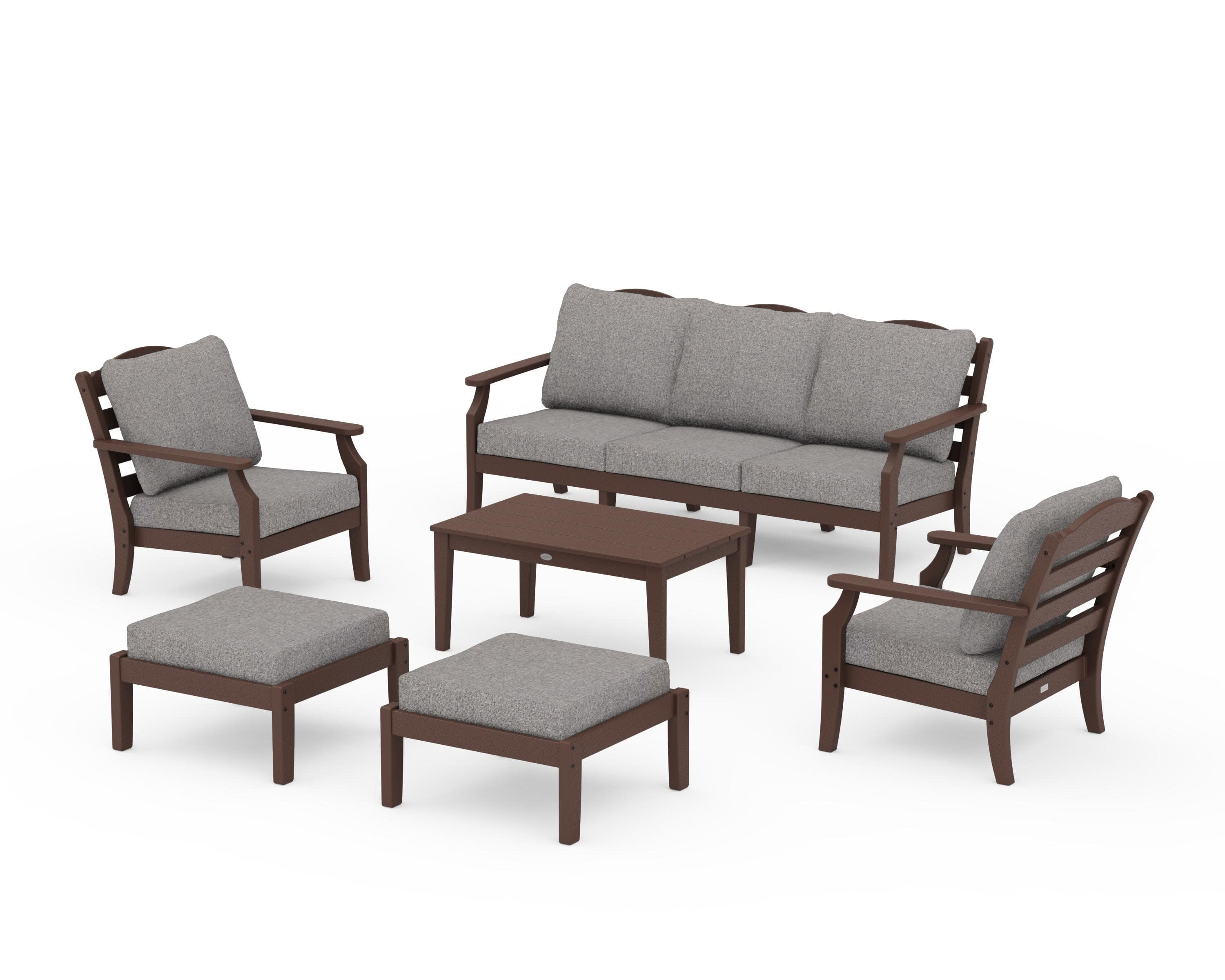 Savannah 6-Piece Lounge Sofa Set in Mahogany / Grey Mist