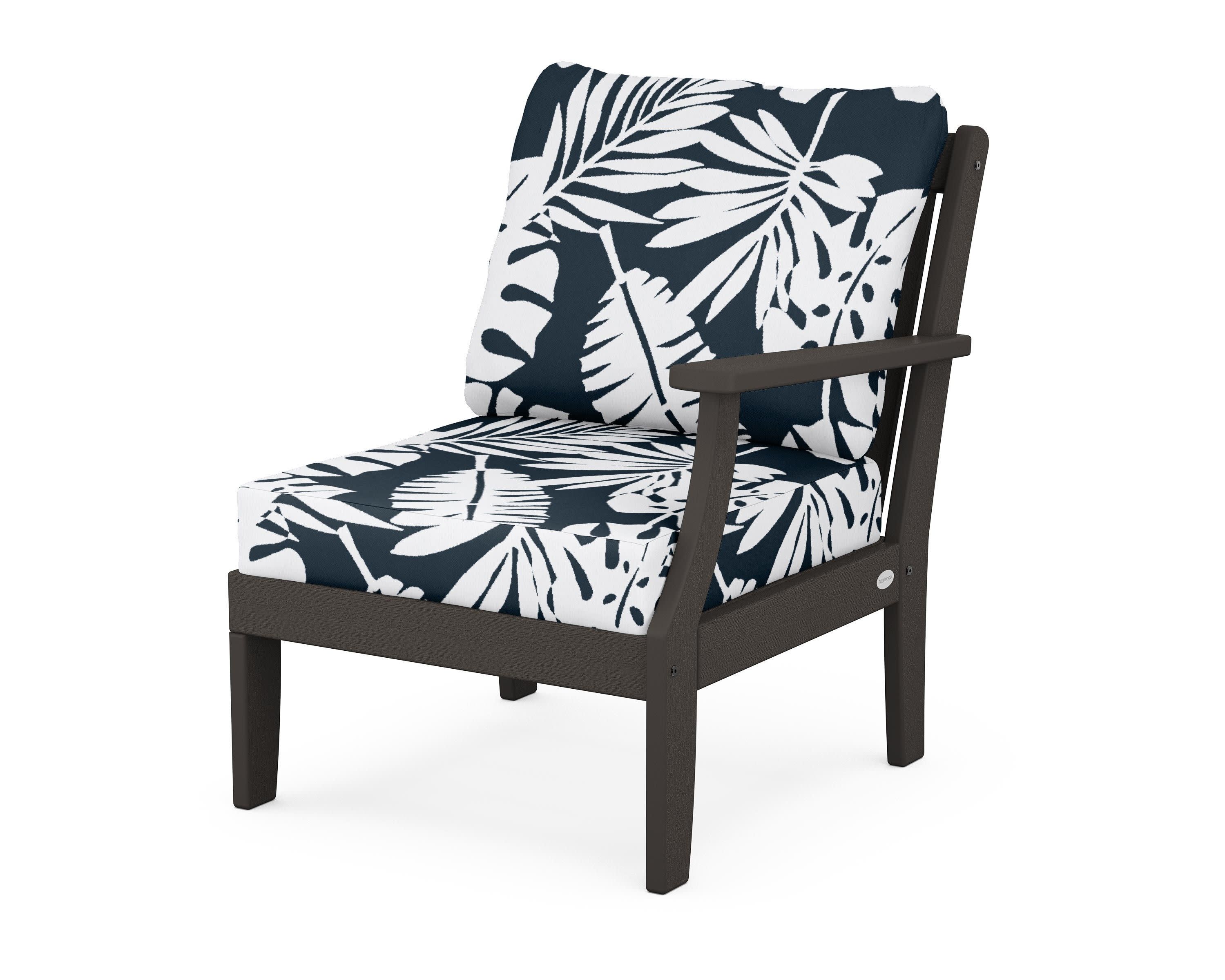 Braxton Modular Right Arm Chair in Vintage Coffee / Leaf Marine Indigo