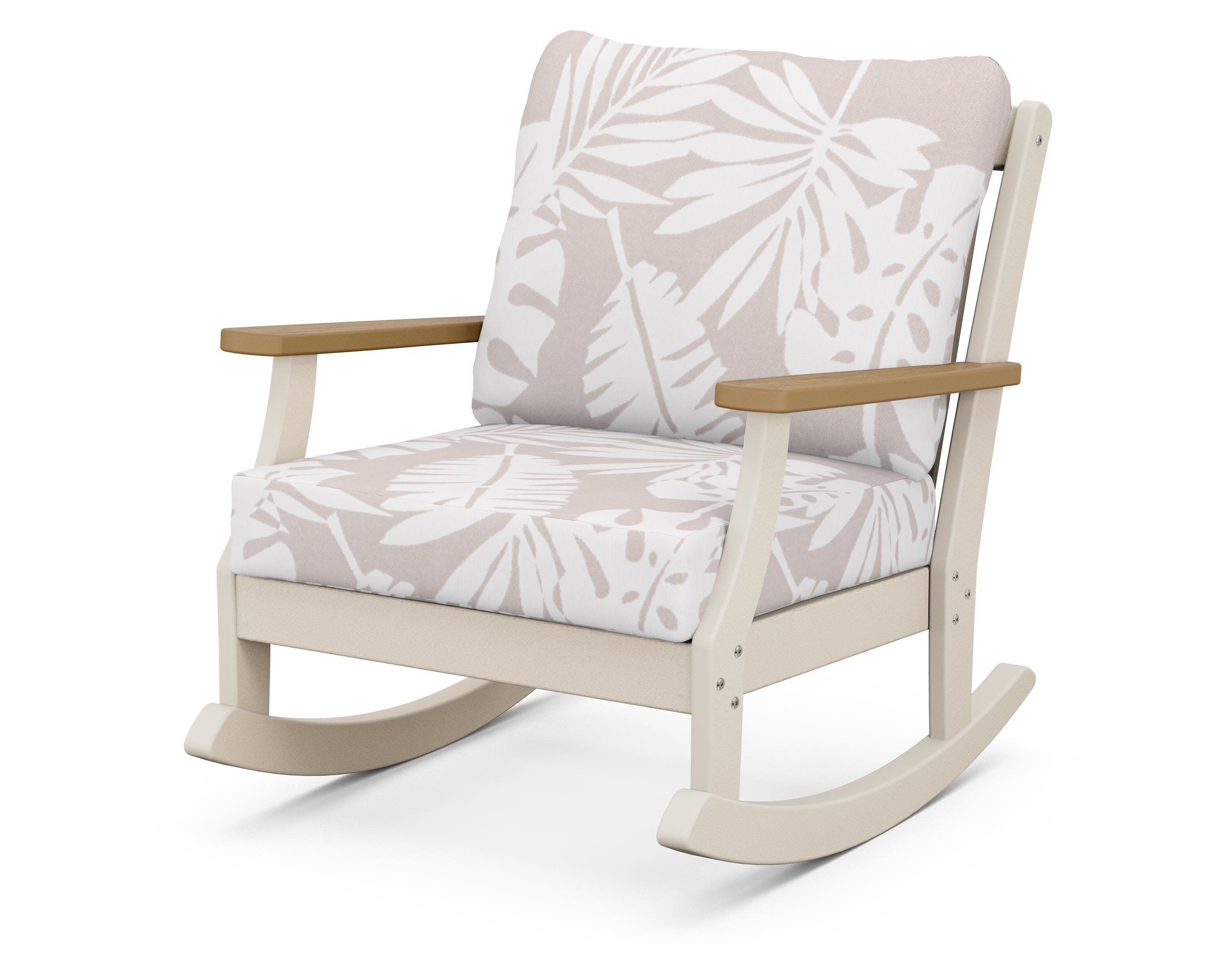 Braxton Deep Seating Rocking Chair in Sand / Natural / Leaf Dune Burlap