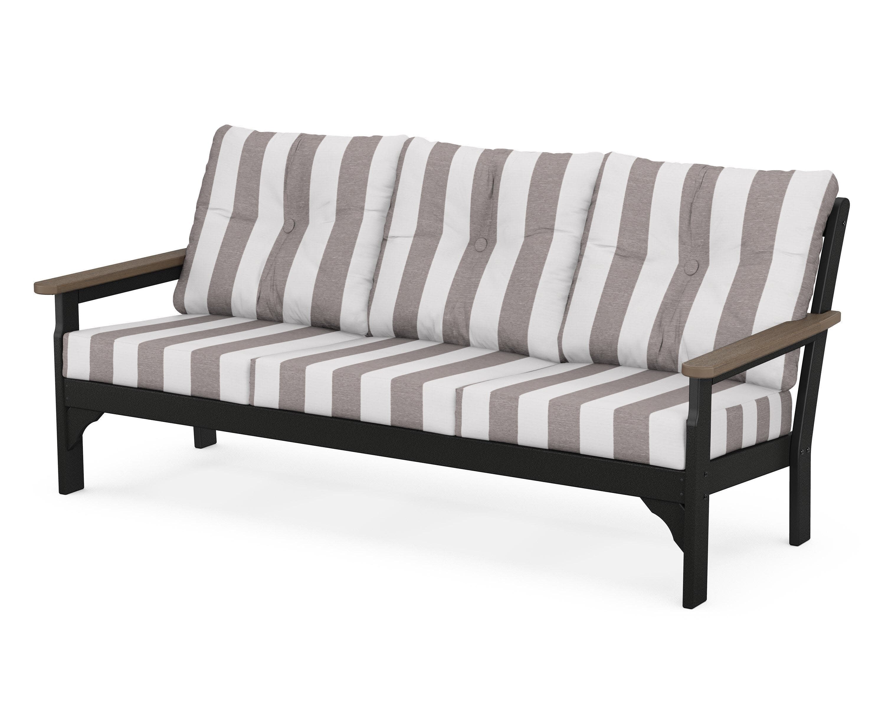 Vineyard Deep Seating Sofa in Black / Kona / Cabana Stripe Grey Mist
