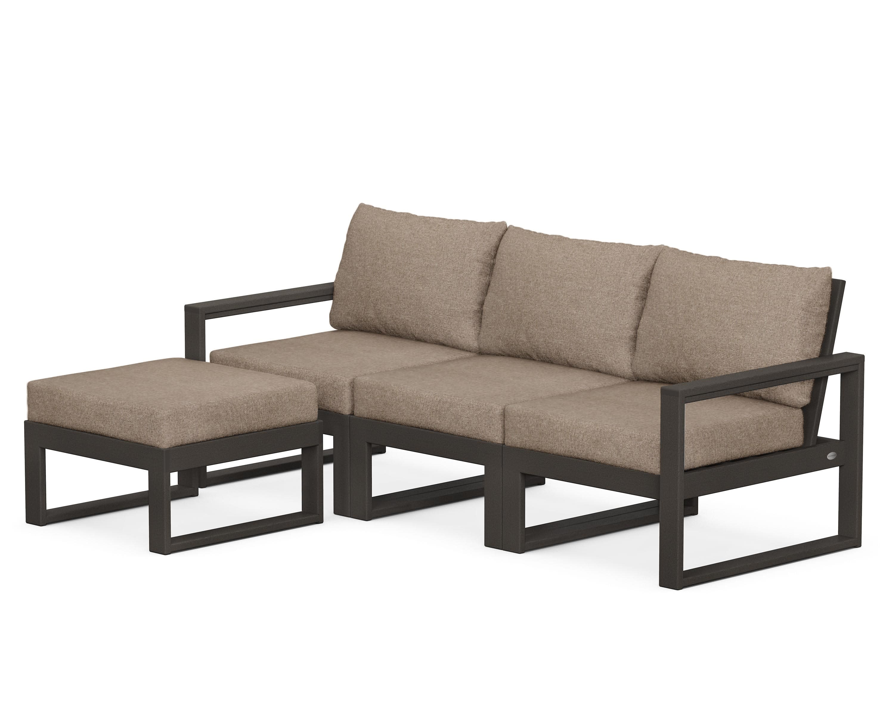 EDGE 4-Piece Modular Deep Seating Set with Ottoman in Vintage Coffee / Spiced Burlap