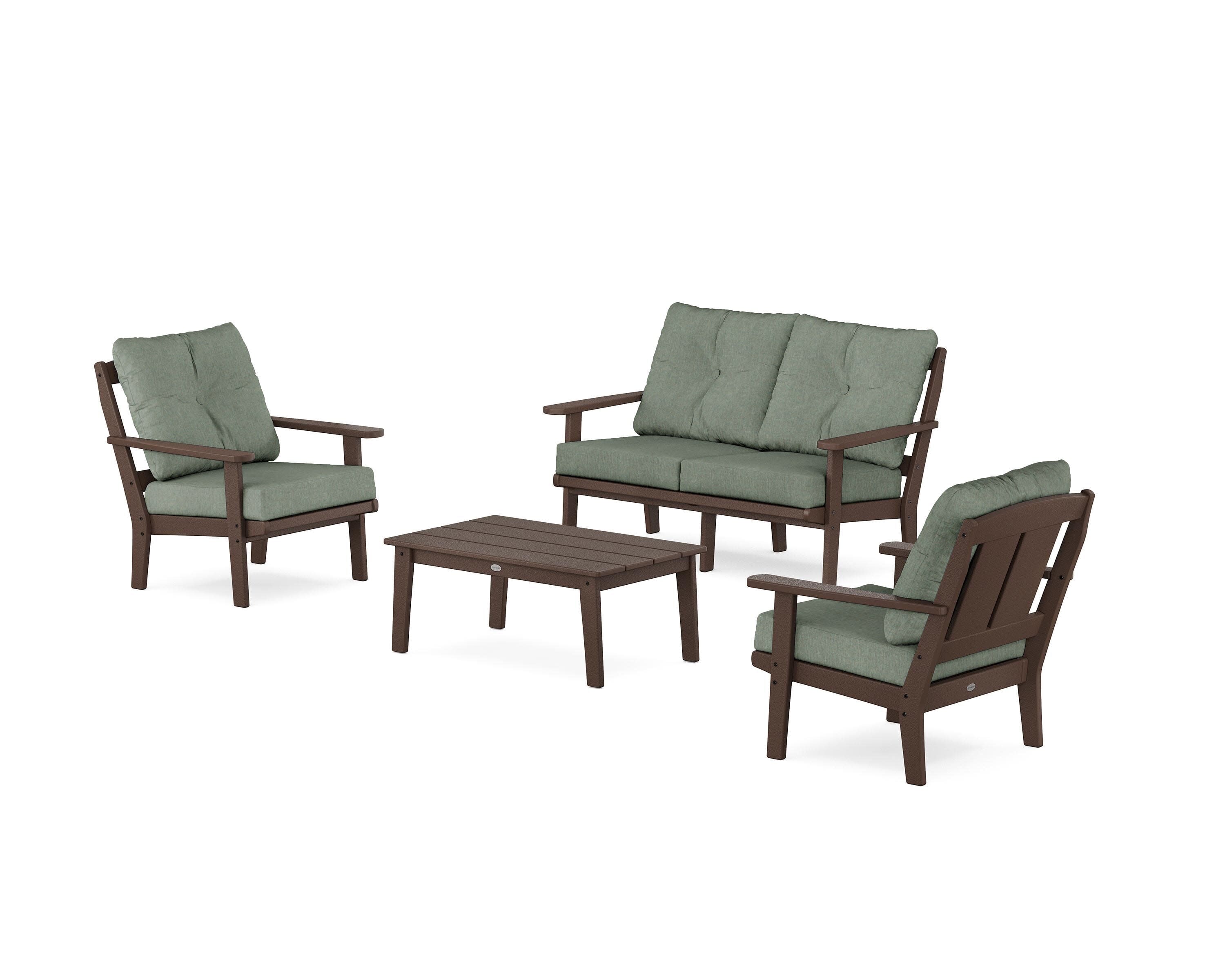 Mission 4-Piece Deep Seating Set with Loveseat in Mahogany / Cast Sage