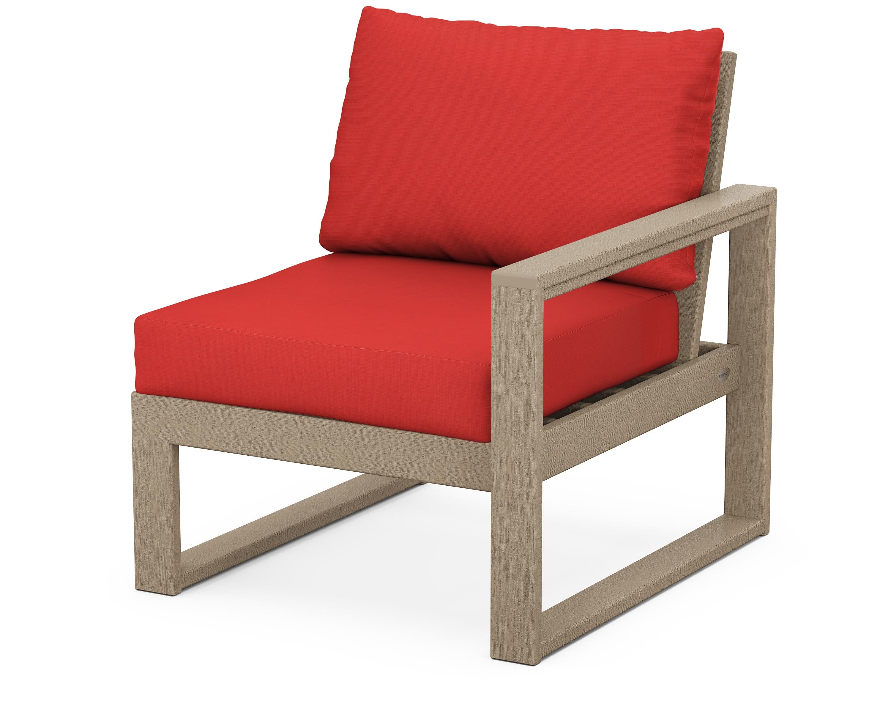 EDGE Modular Right Arm Chair in Vintage Sahara / Crimson Linen