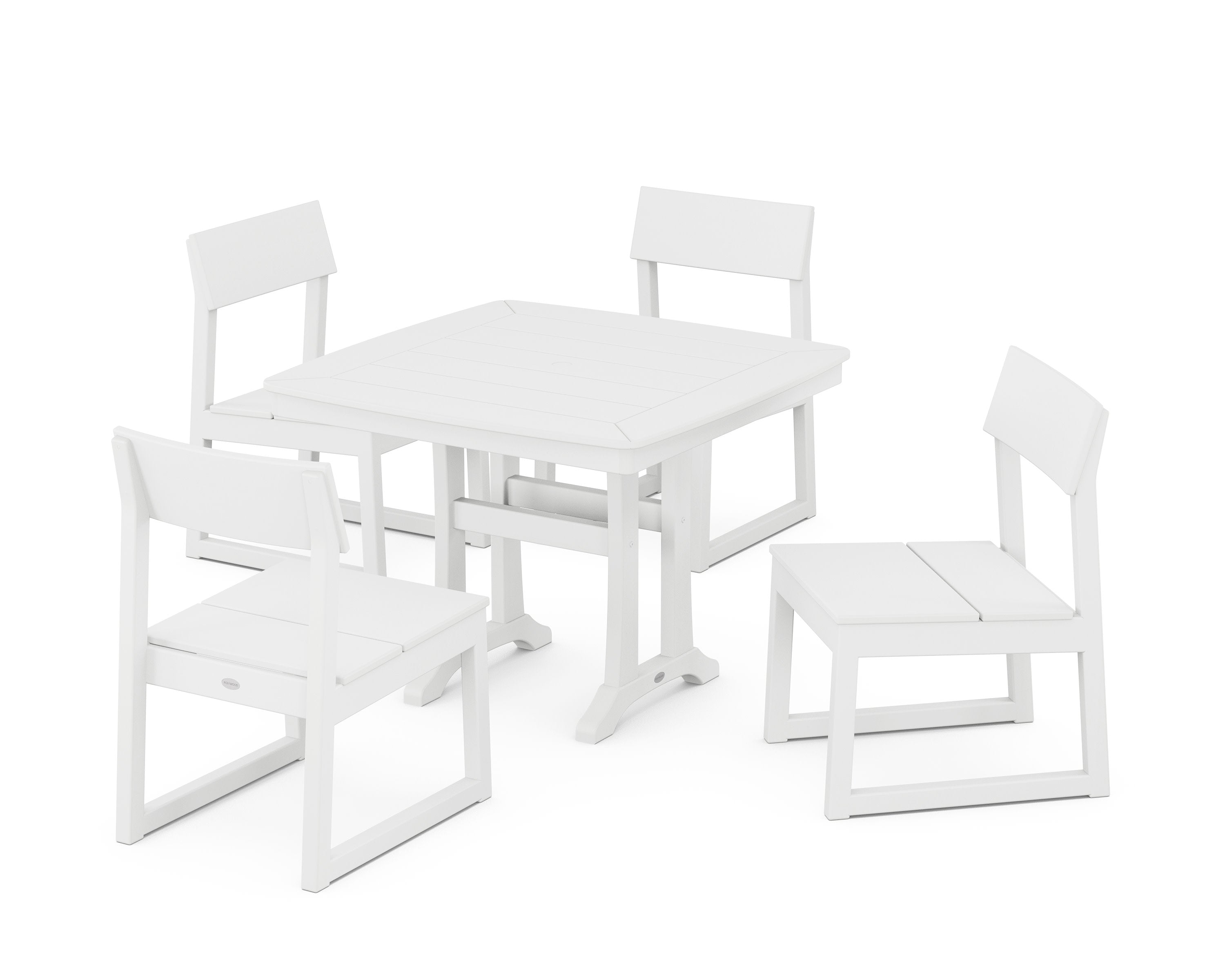 EDGE Side Chair 5-Piece Dining Set with Trestle Legs in White