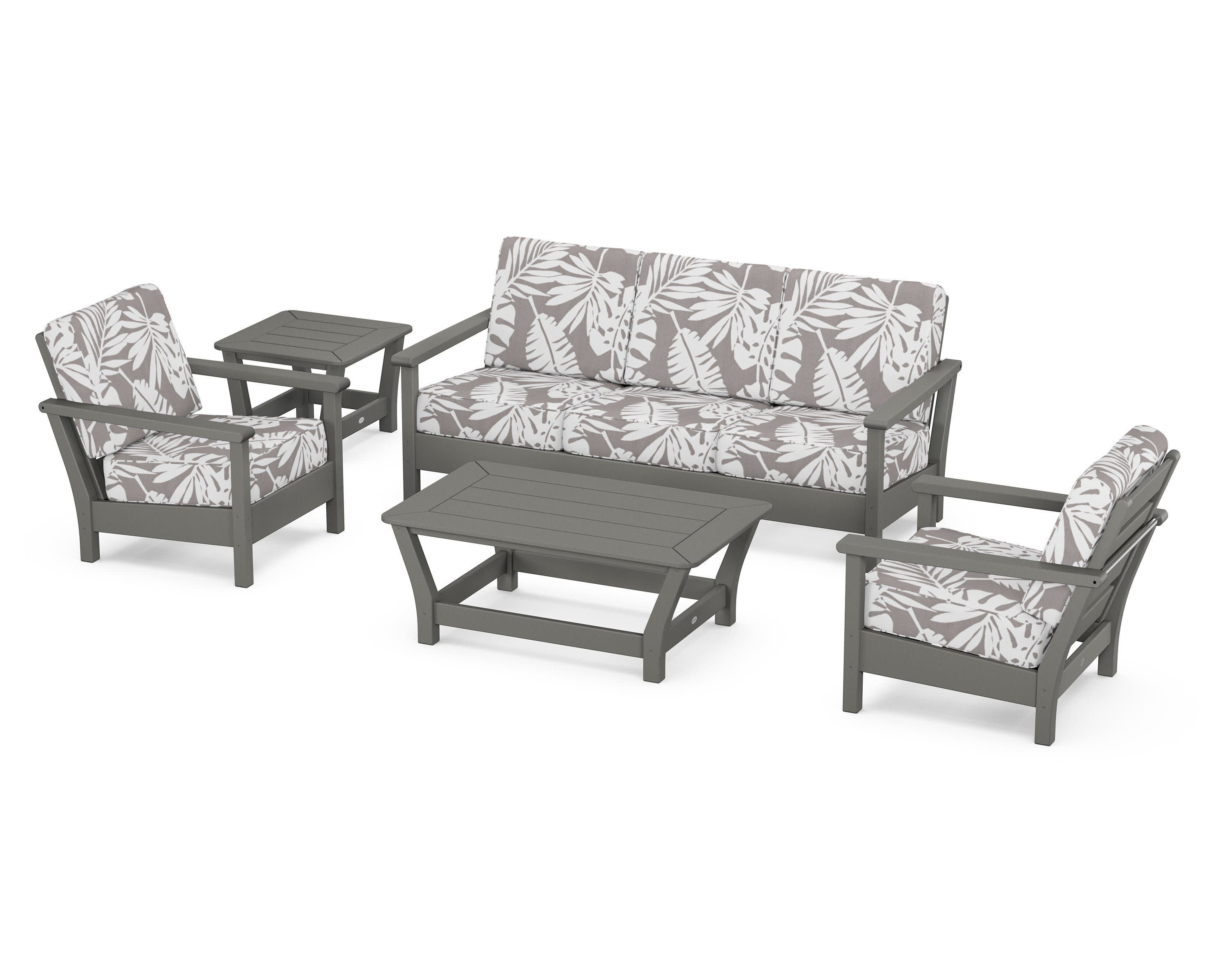 Harbour 5-Piece Deep Seating Set in Slate Grey / Leaf Grey Mist