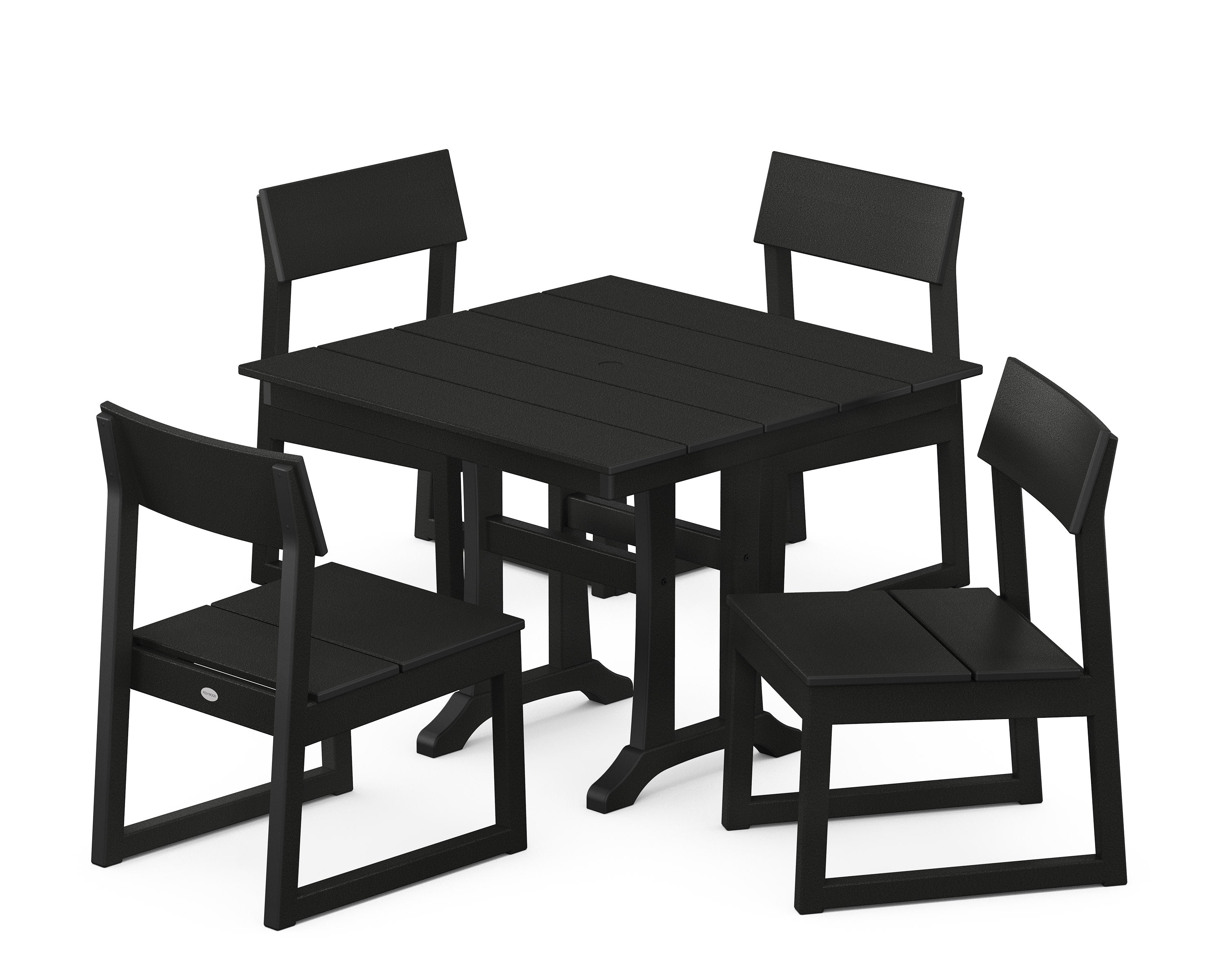 EDGE 5-Piece Farmhouse Trestle Side Chair Dining Set in Black