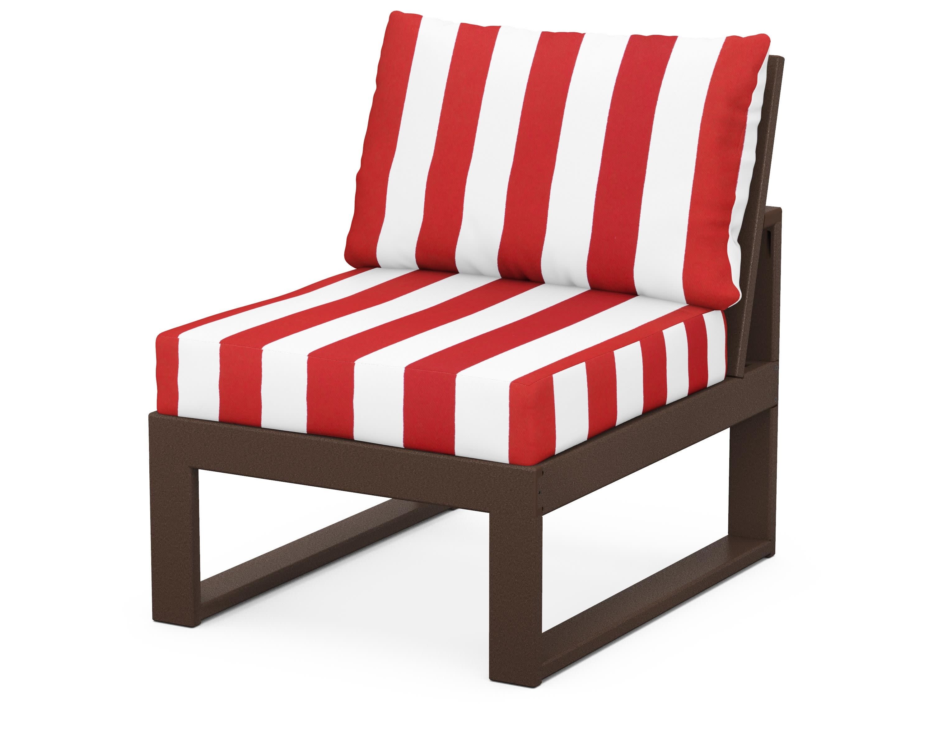 Modular Armless Chair in Mahogany / Cabana Stripe Crimson