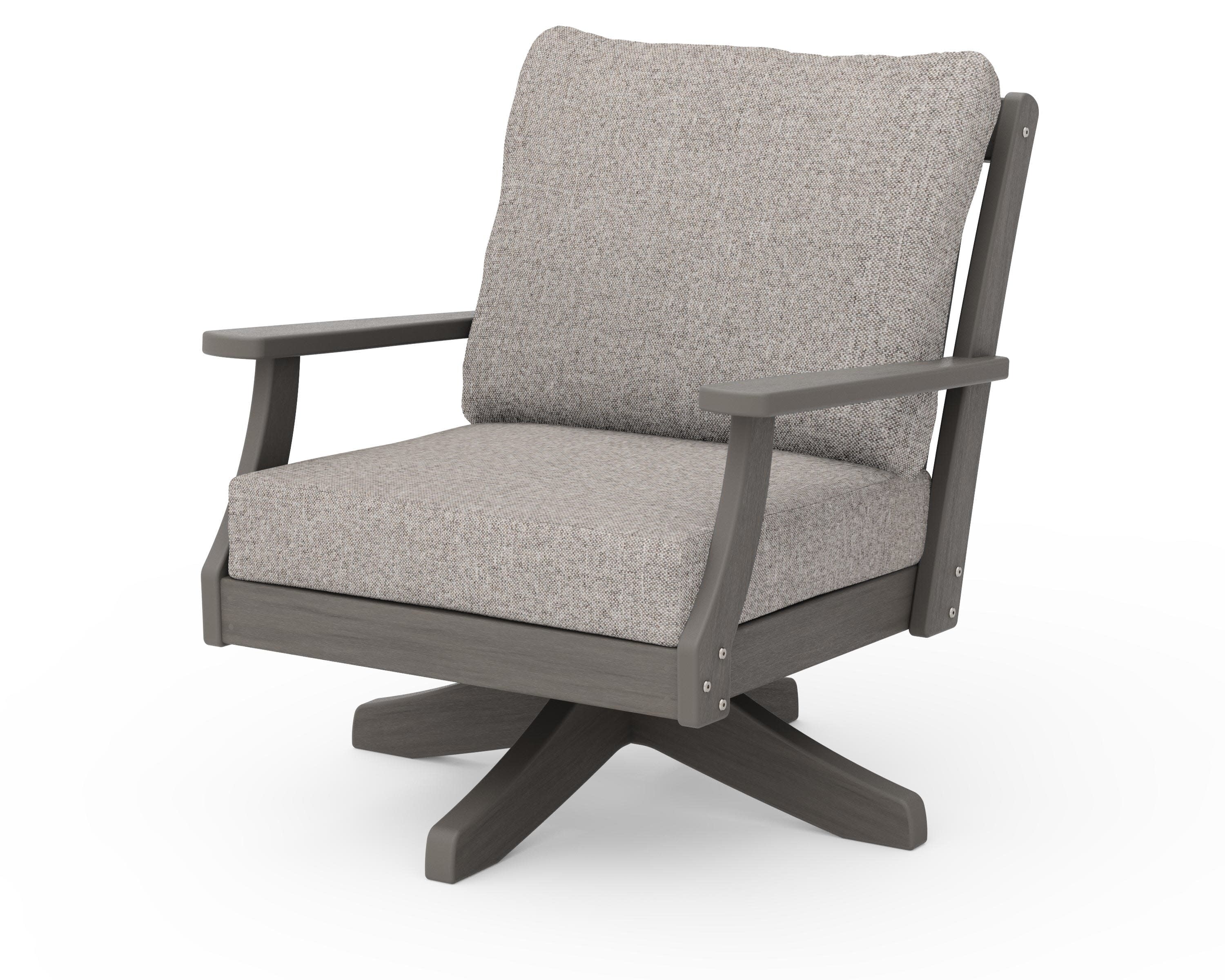 Braxton Deep Seating Swivel Chair in Driftwood / Weathered Tweed