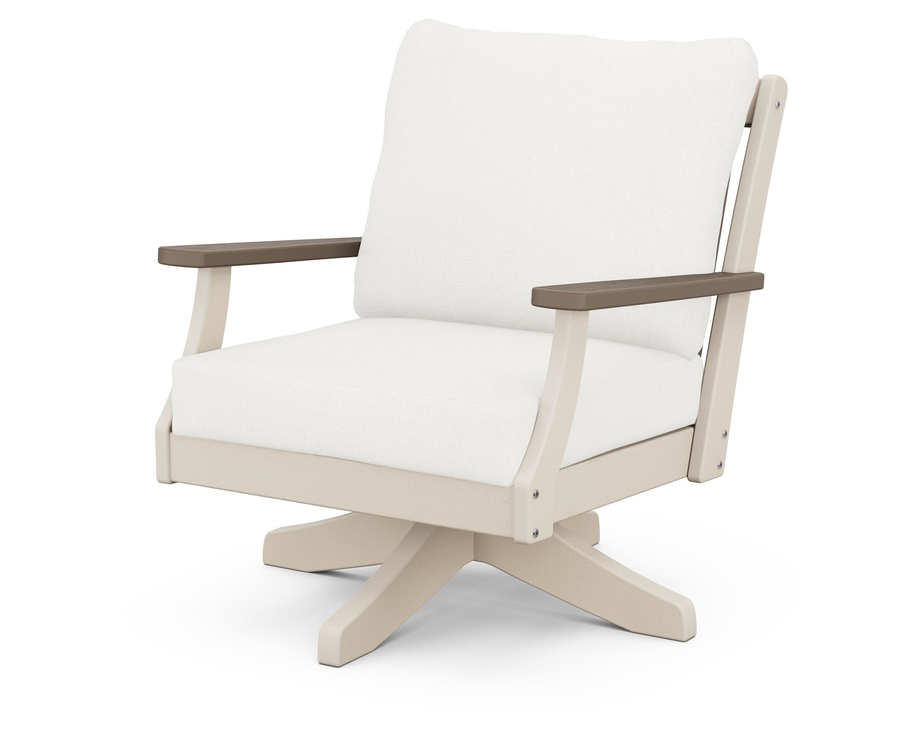 Braxton Deep Seating Swivel Chair in Sand / Kona / Natural Linen