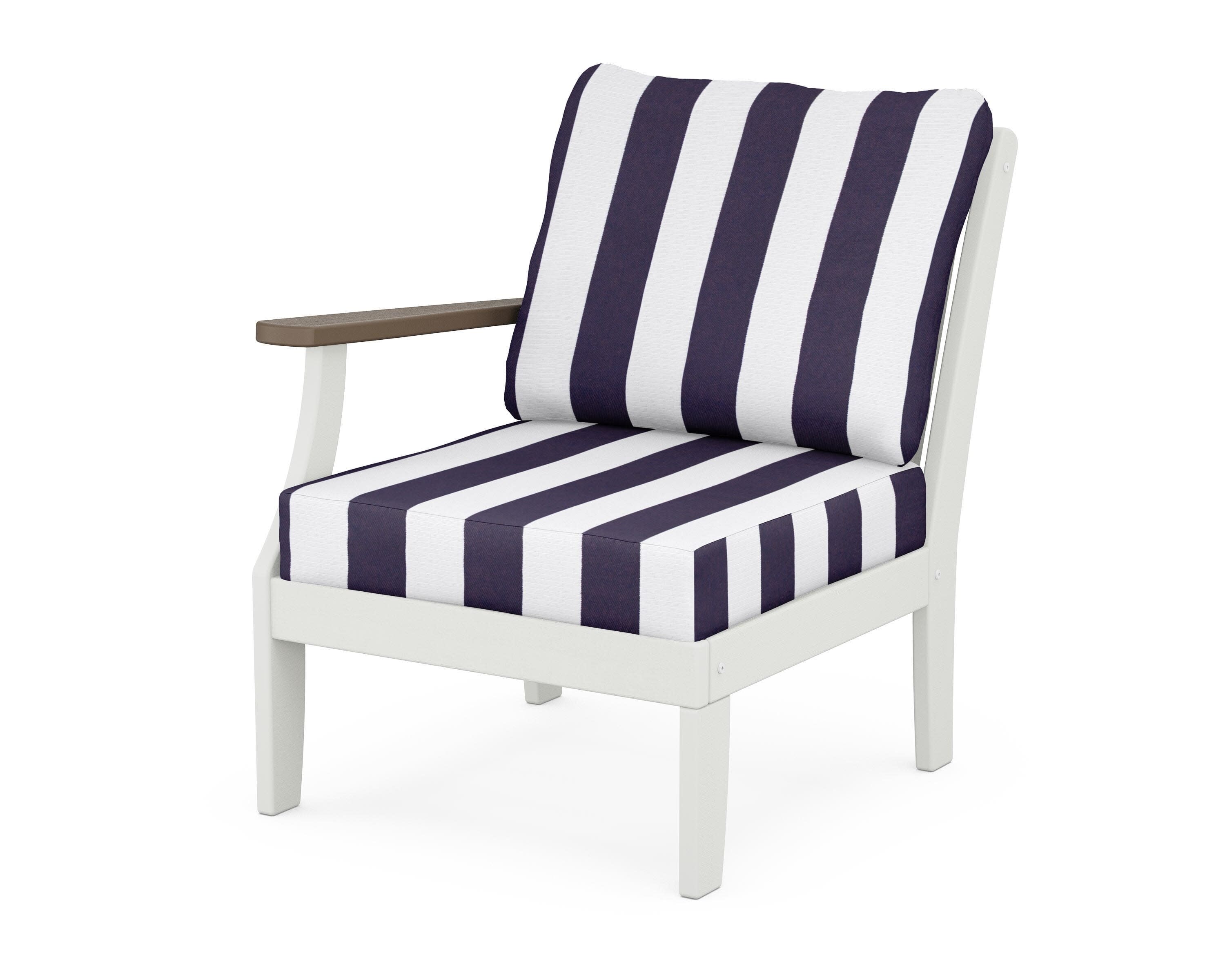 Braxton Modular Left Arm Chair in White / Kona / Cabana Stripe Navy