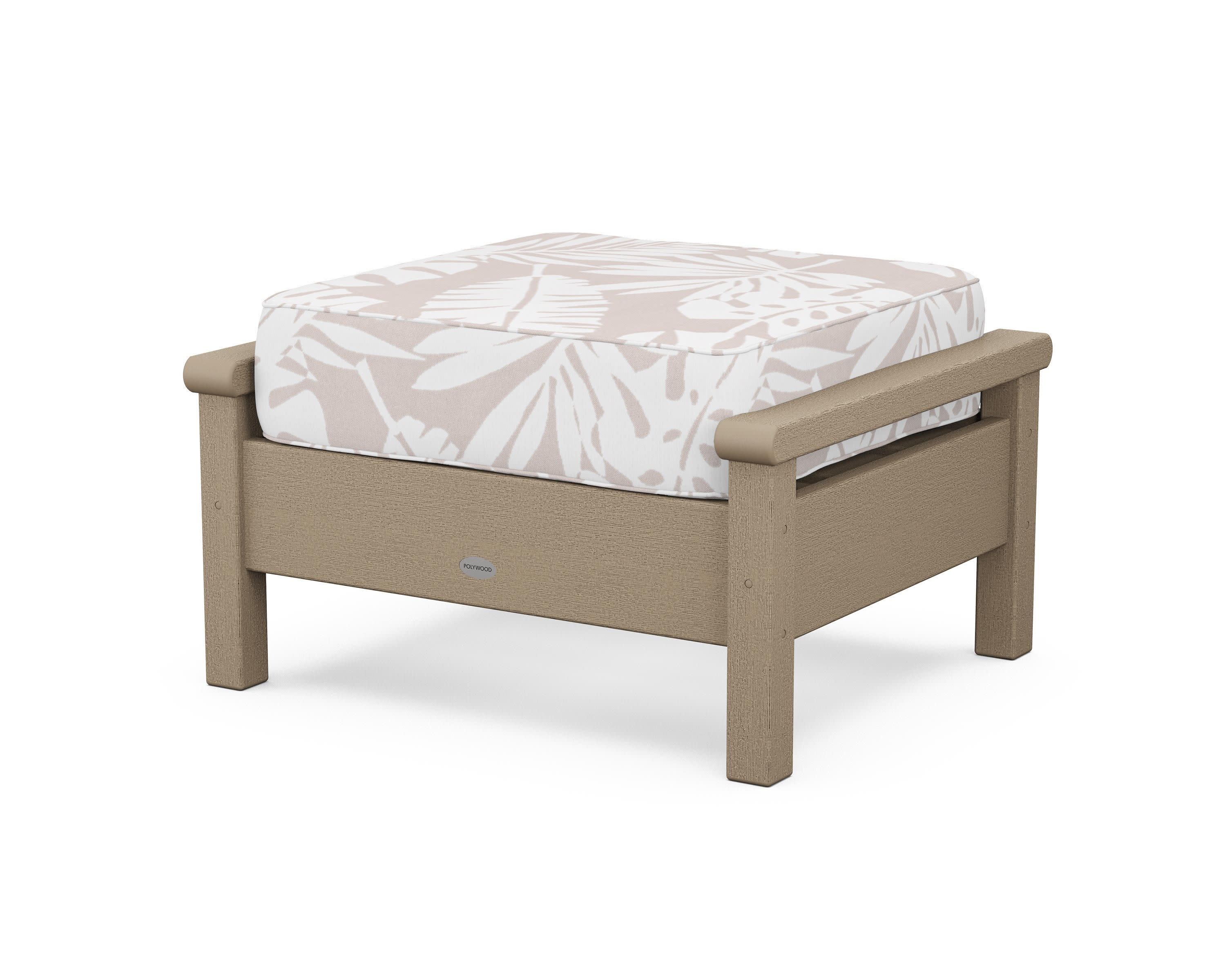 Harbour Deep Seating Ottoman in Vintage Sahara / Leaf Dune Burlap