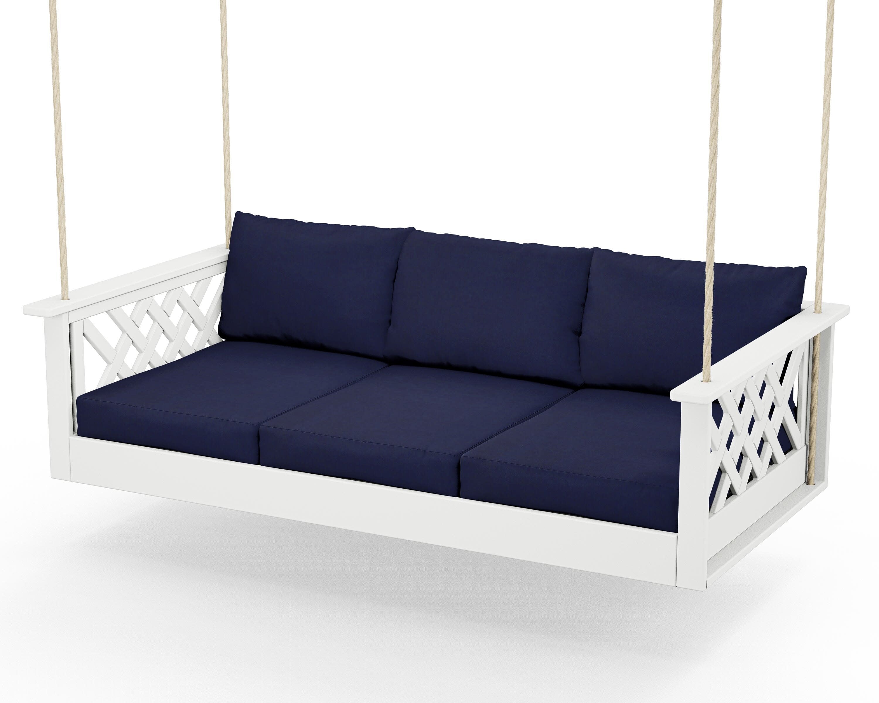 Wovendale Daybed Swing in White / Navy