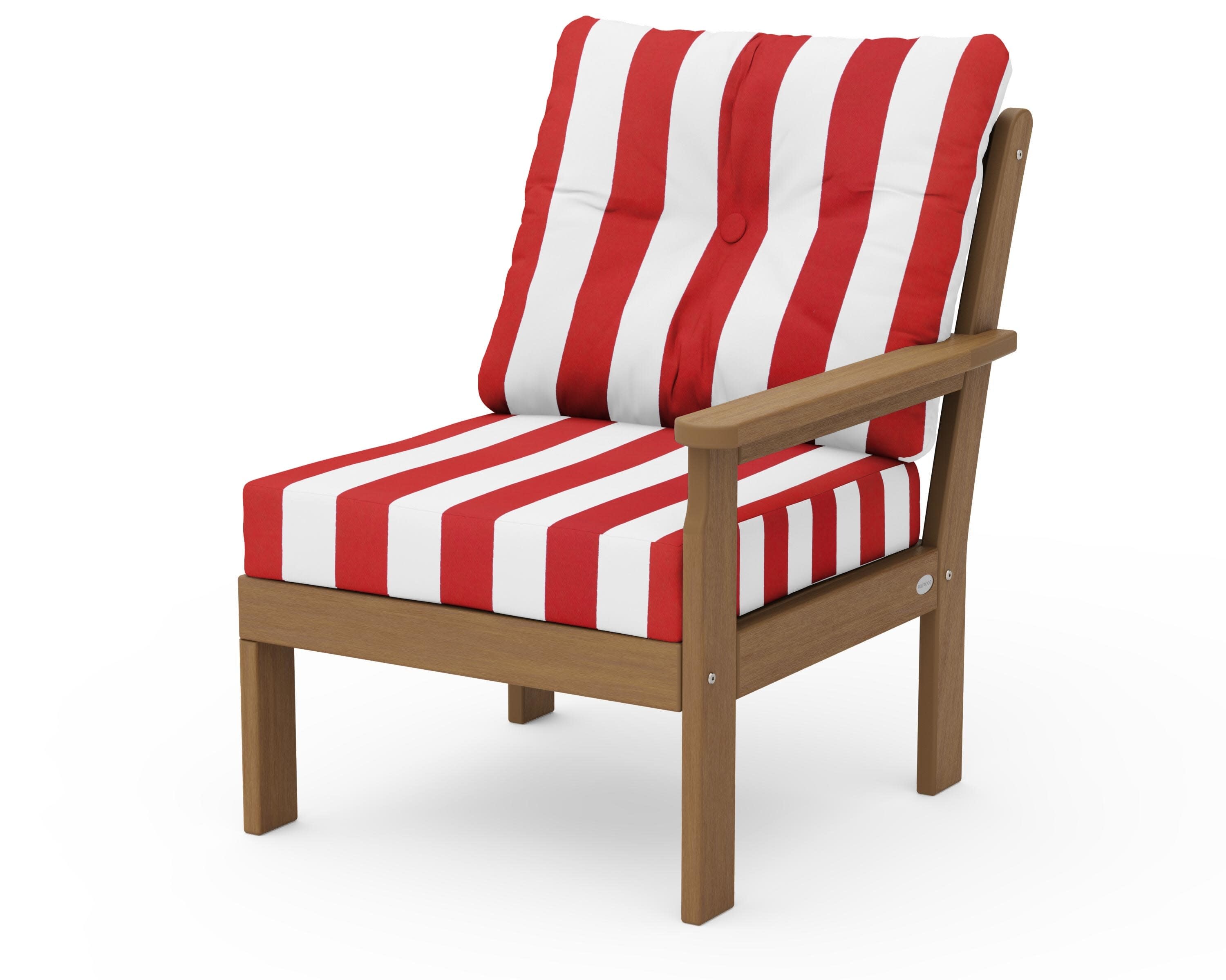 Vineyard Modular Right Arm Chair in Natural / Cabana Stripe Crimson