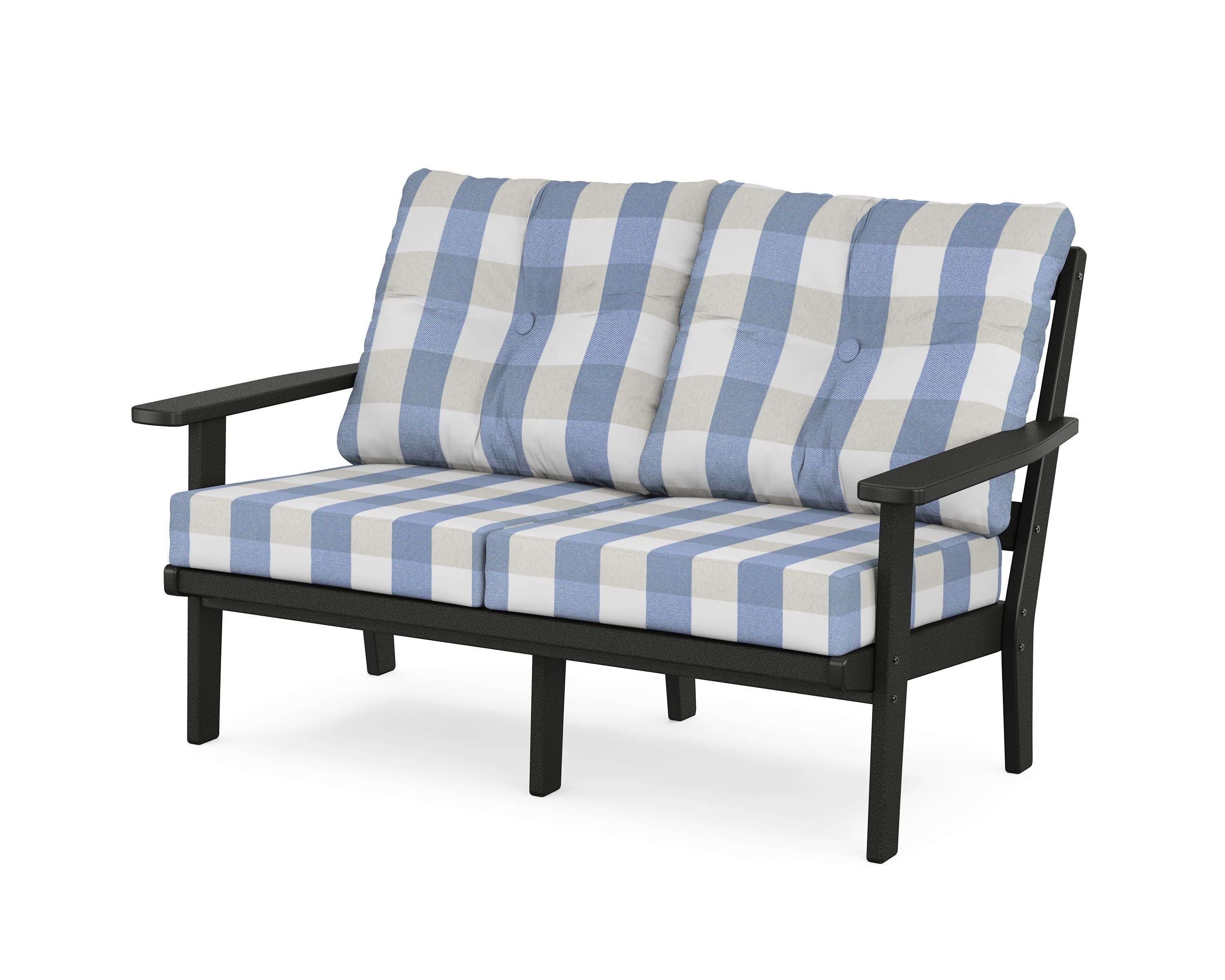 Oxford Deep SeatingLoveseat in Black / Buffalo Plaid Sky Blue