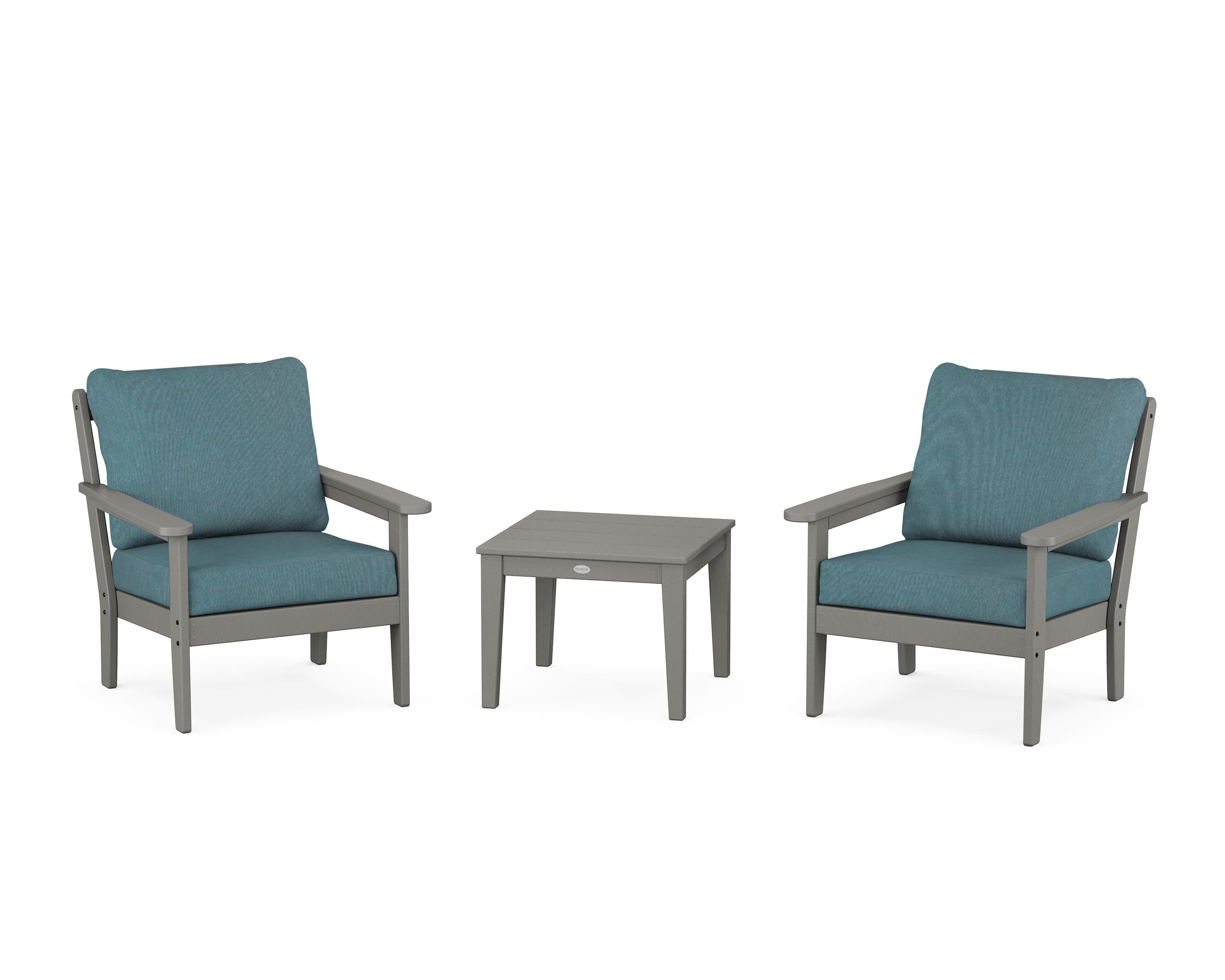 Cottage 3-Piece Deep Seating Set in Slate Grey / Ocean Teal
