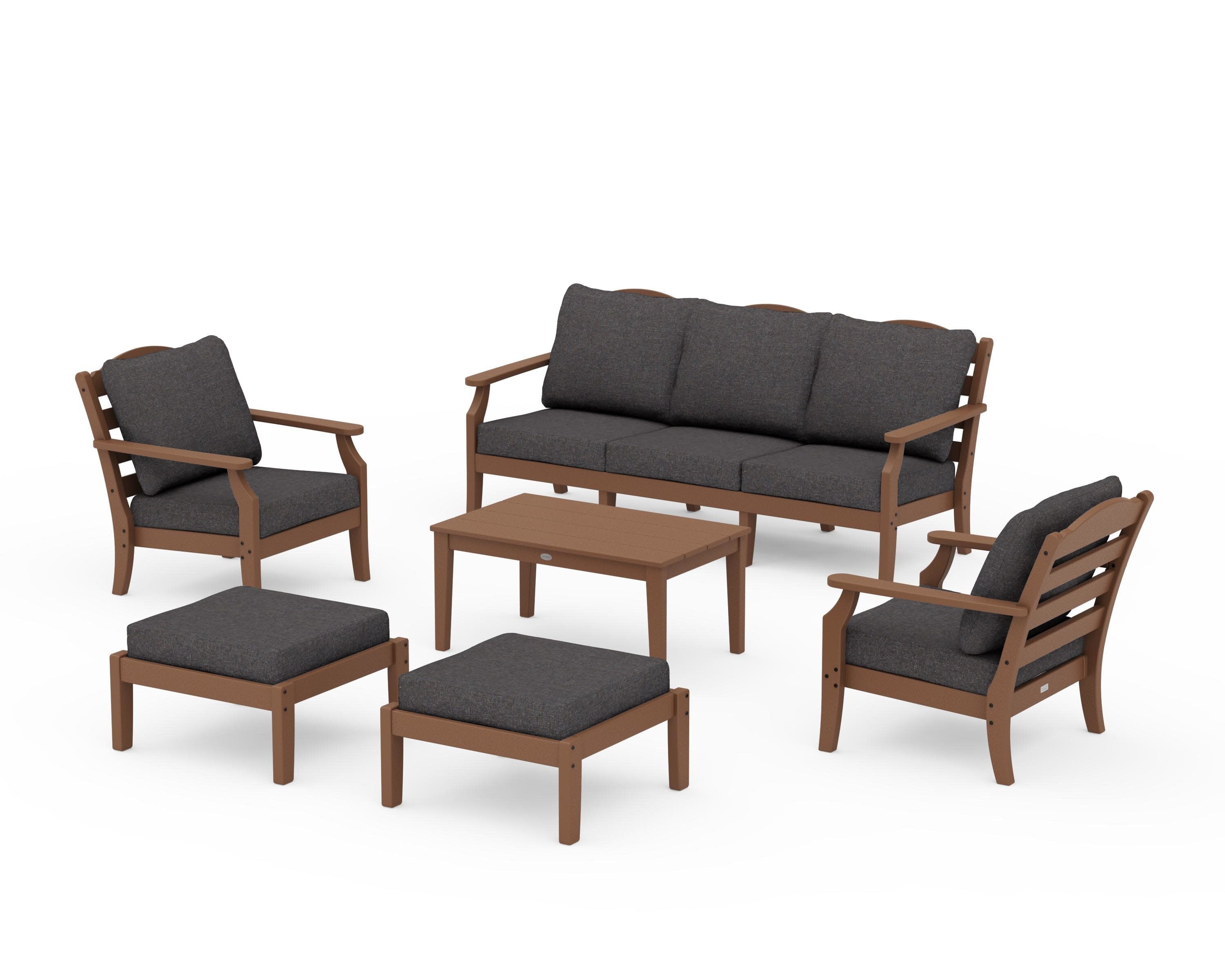 Savannah 6-Piece Lounge Sofa Set in Teak / Ash Charcoal