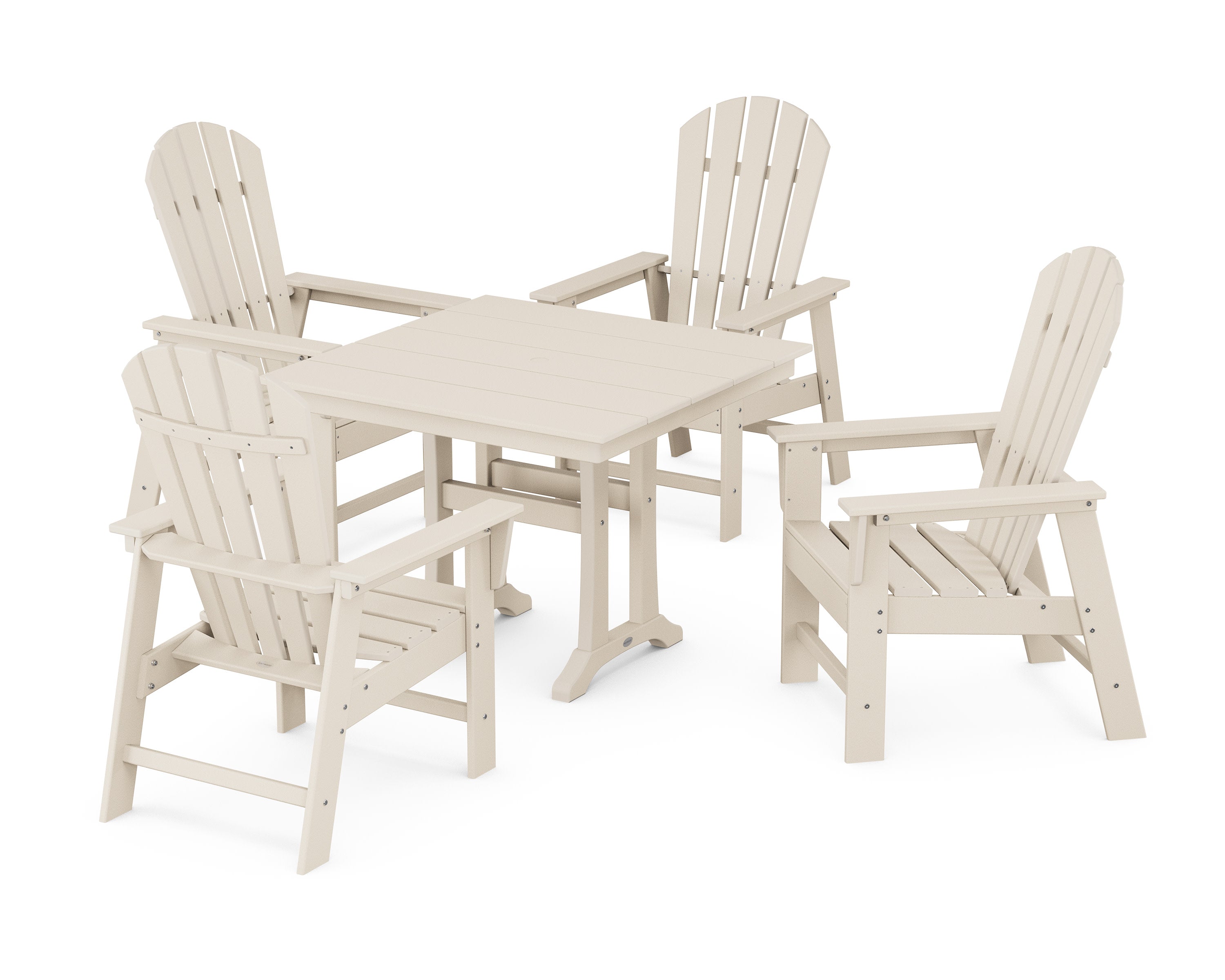 South Beach 5-Piece Farmhouse Dining Set With Trestle Legs in Sand