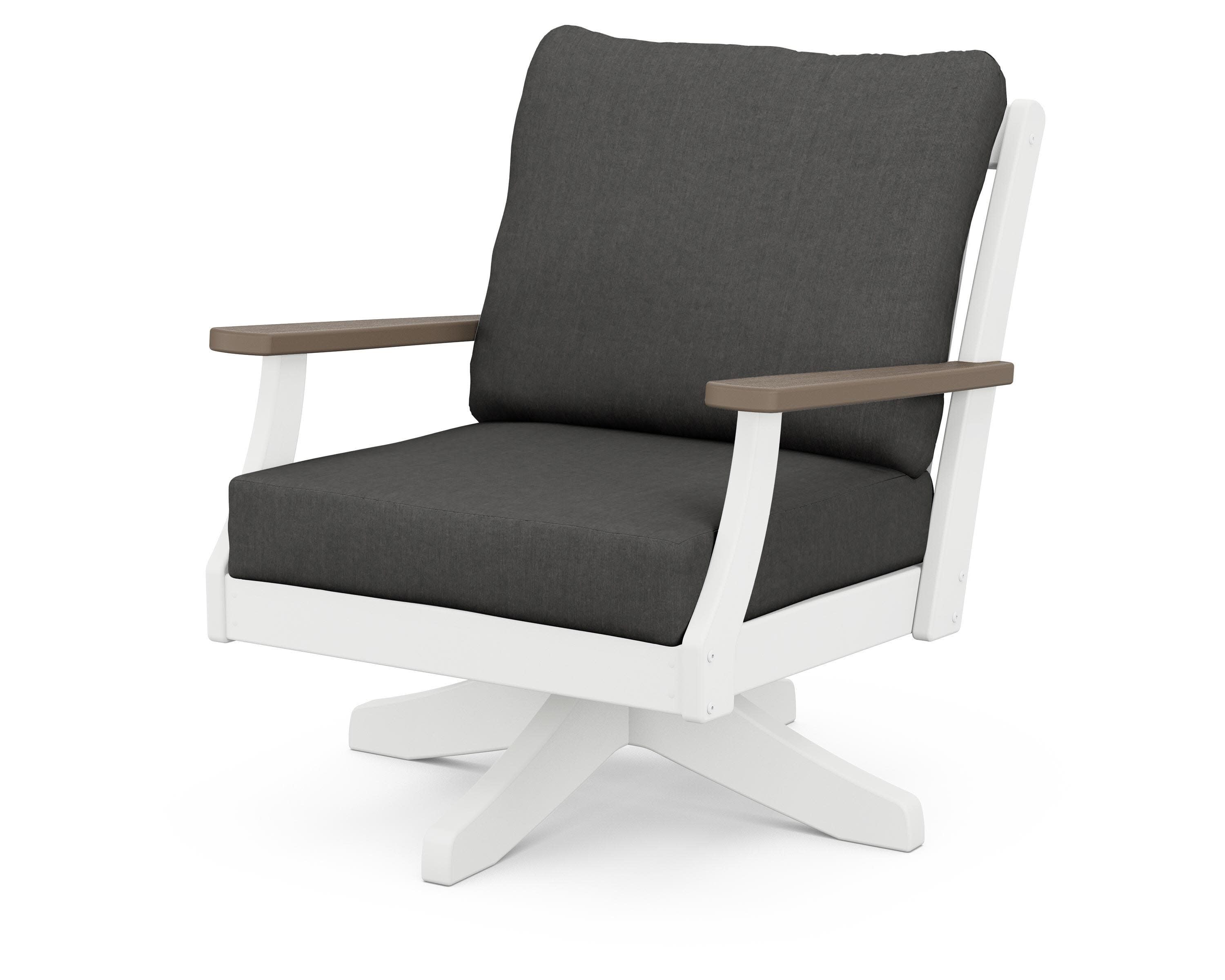 Braxton Deep Seating Swivel Chair in White / Kona / Spectrum Carbon